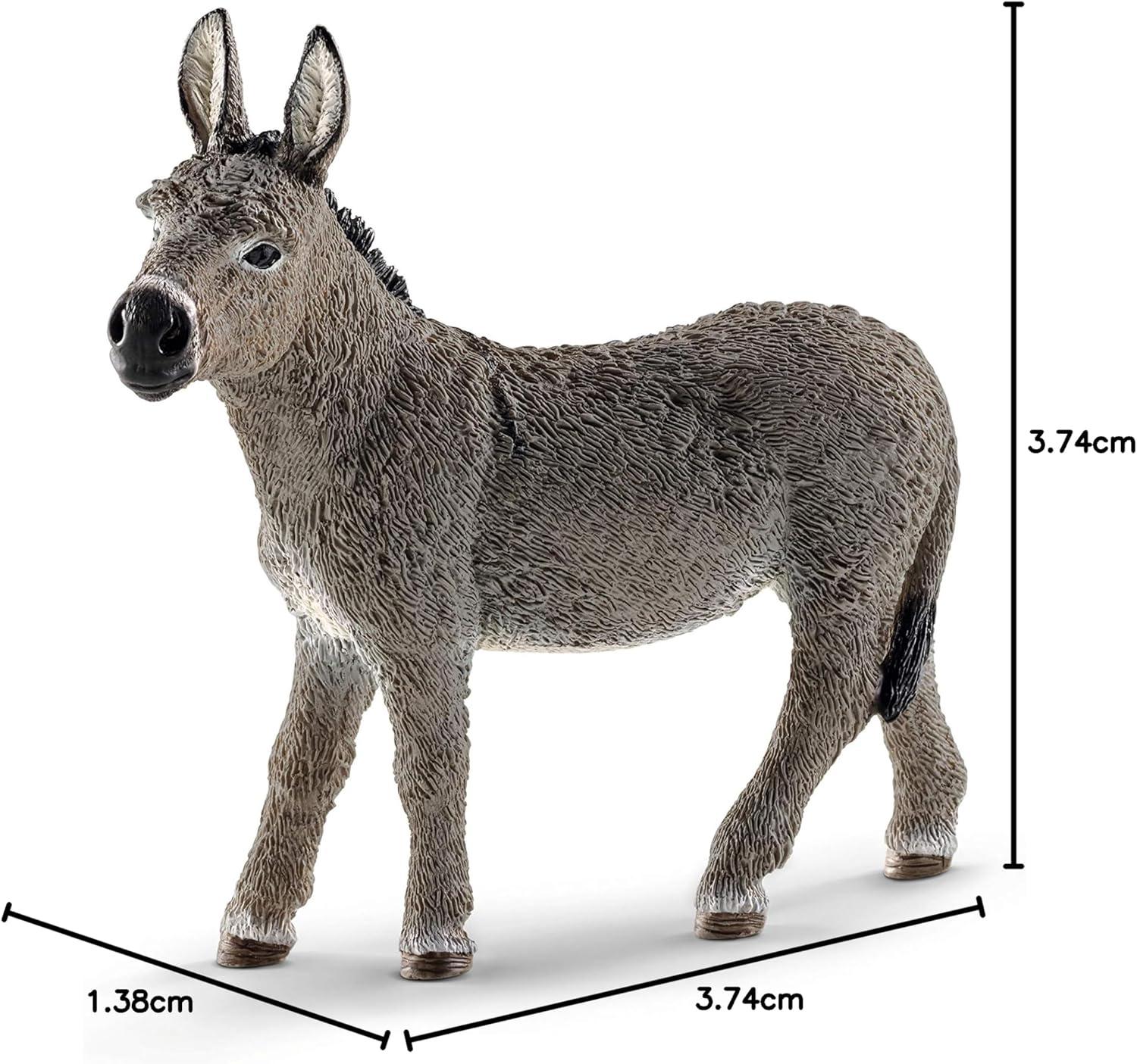 Schleich Grey Realistic Donkey Animal Toy Figurine