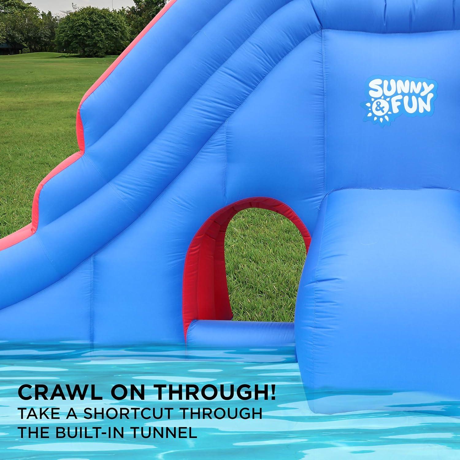 Deluxe Blue and Red Inflatable Water Slide Park