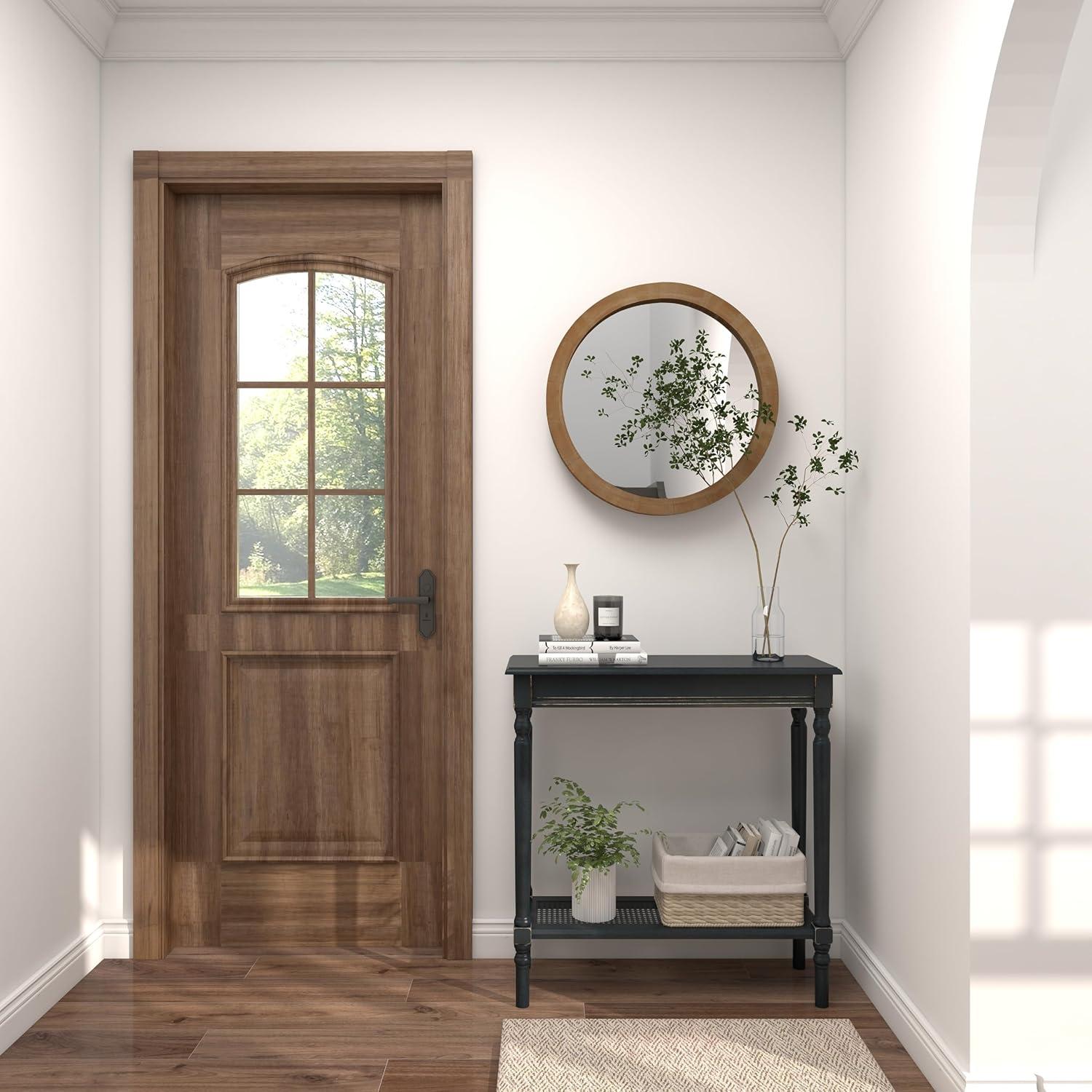 24" x 24" Contemporary Wood Wall Mirror Brown - Olivia & May: Indoor Use, No Assembly Required