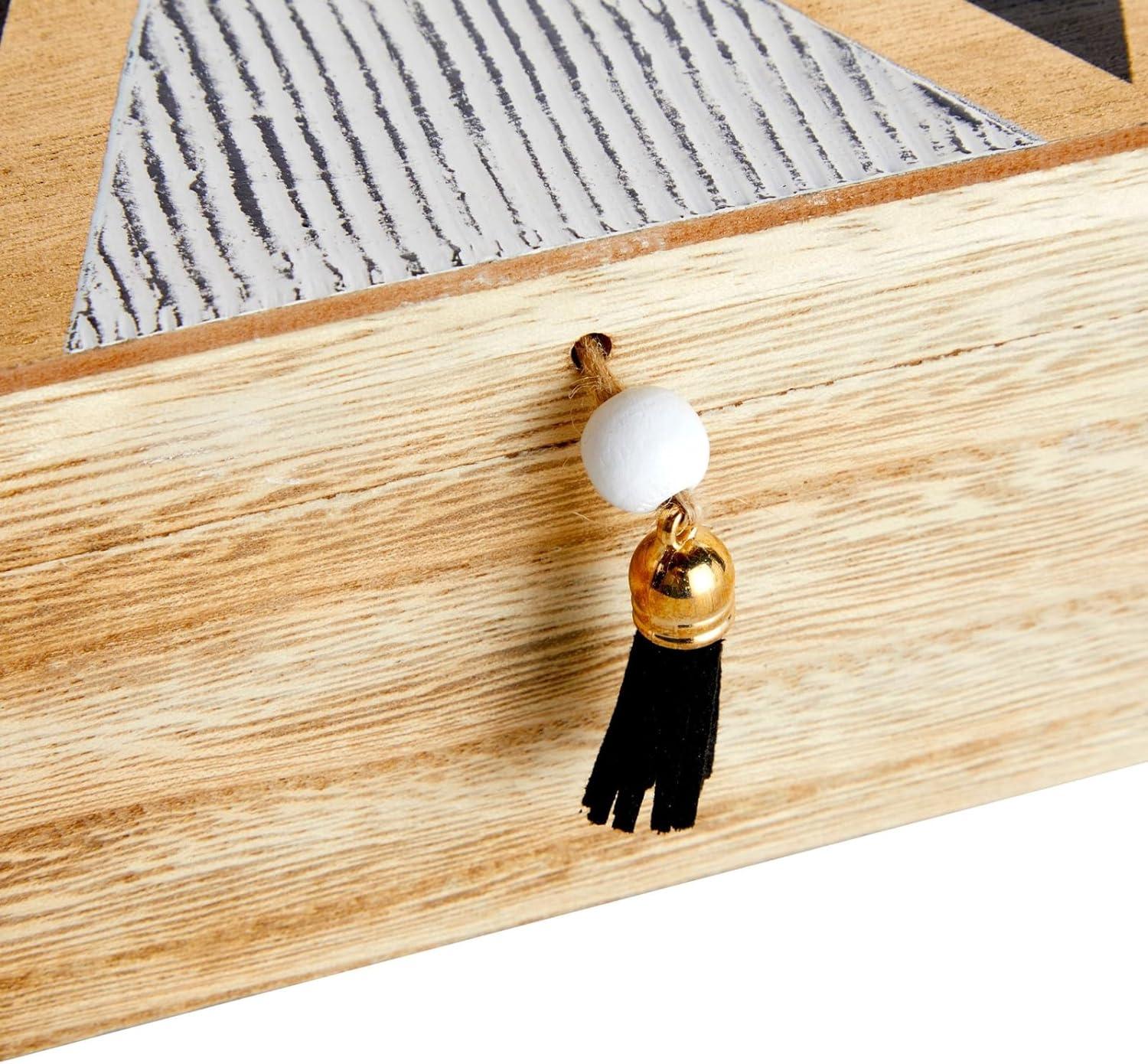 Juvale Small Wooden Decorative Box with Lid and Tassel for Jewelry, Trinket Storage, 9.4 x 6 x 3 In