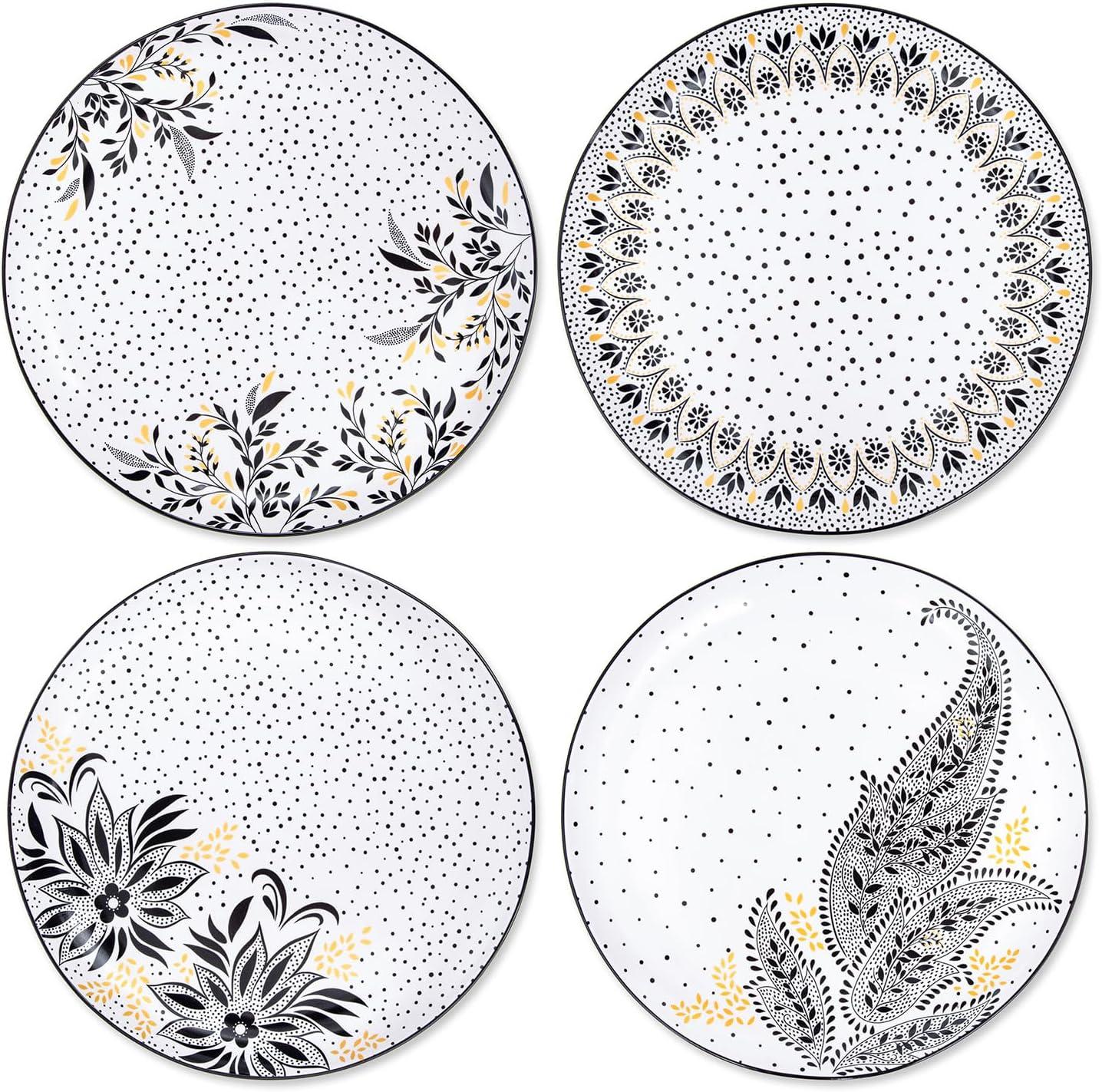 Artisanne Noir 10.5-Inch Porcelain Dinner Plates, Set of 4