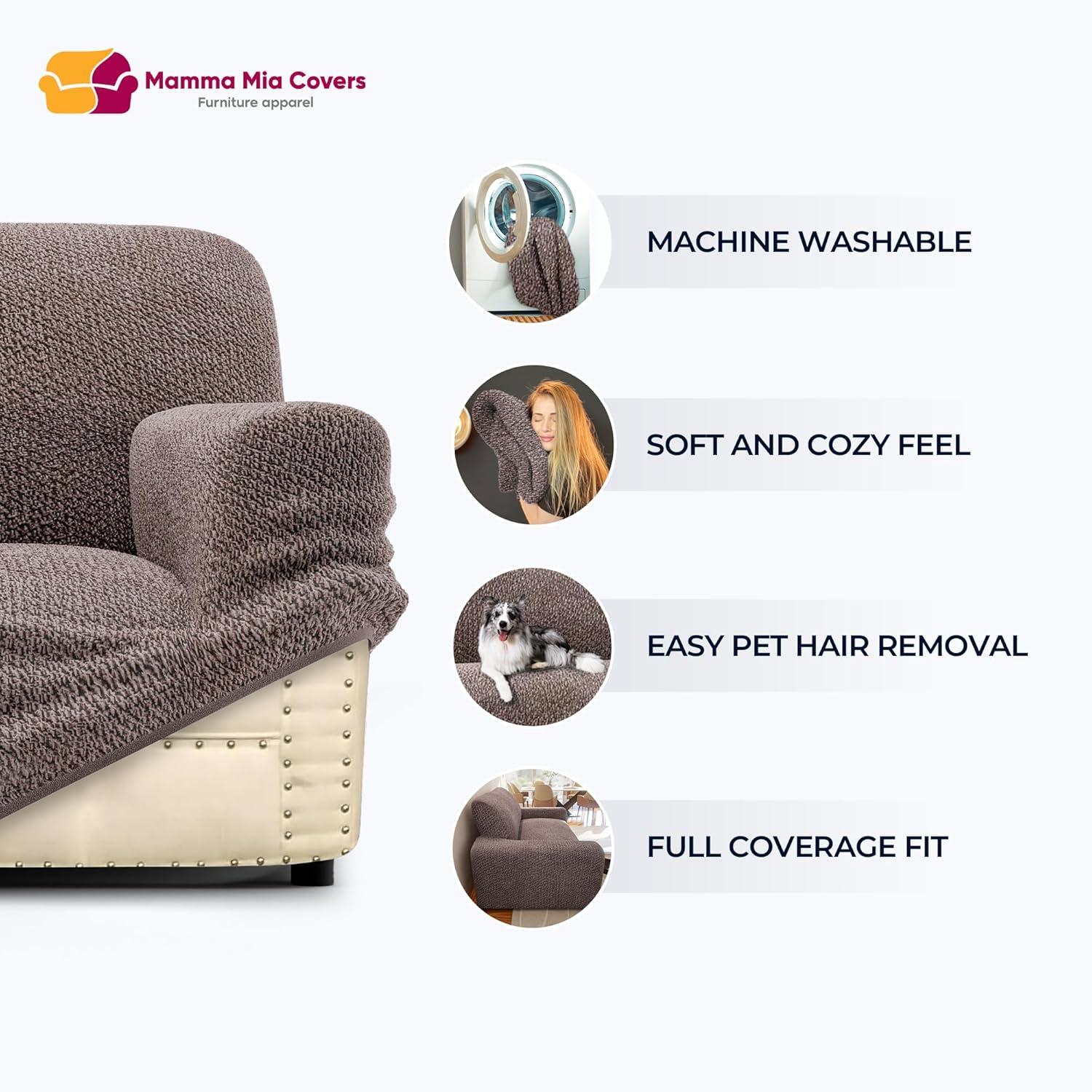 Stretchy Slipcover for Corner Sofa - Soft to Touch & Easy to Clean - Velvet Collection