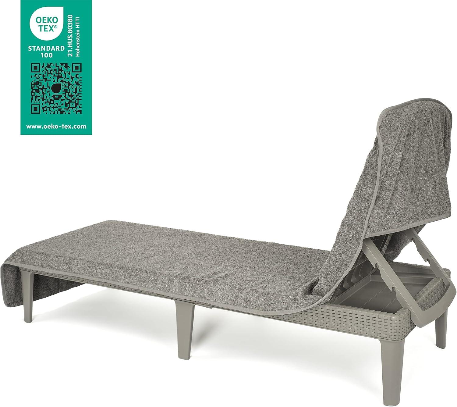 American Soft Linen Chaise Lounge Covers with Pocket, 86"x32" Oversized Pool Chair Lounge Towel, Rockridge Gray