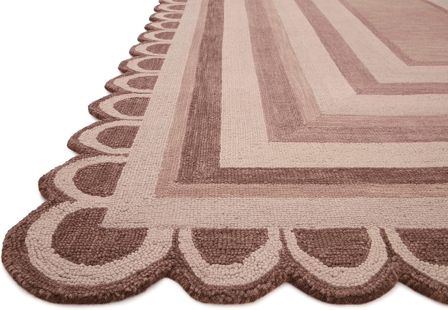 Handmade Clay Blush Whimsical Wool 45" x 27" Accent Rug