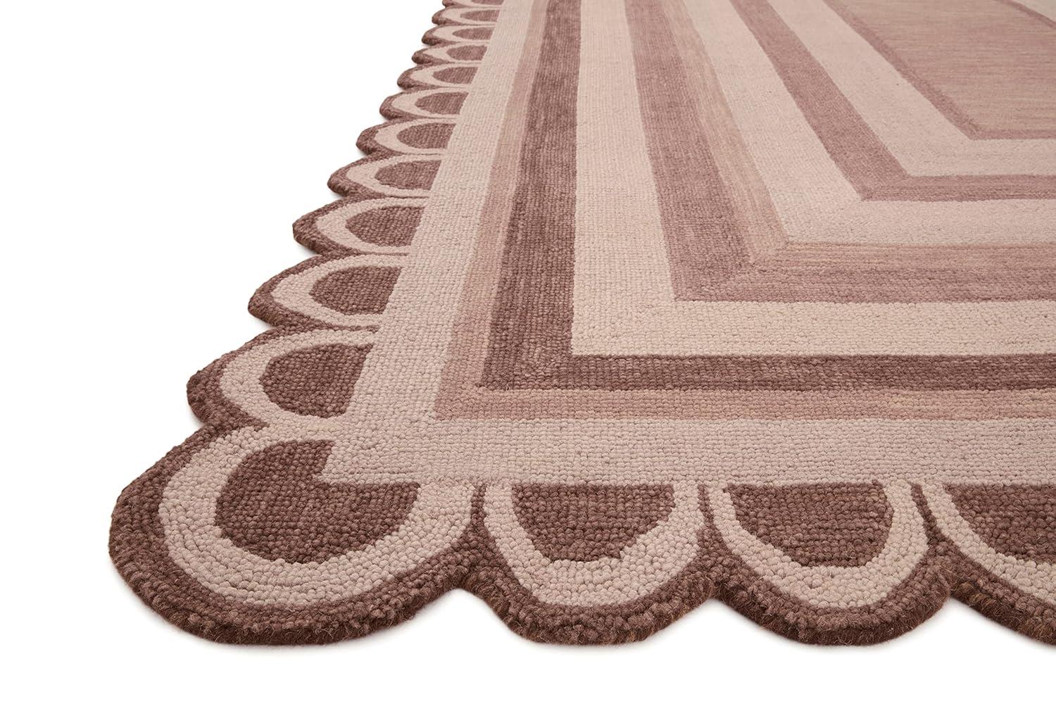 Handmade Clay Blush Whimsical Wool 45" x 27" Accent Rug