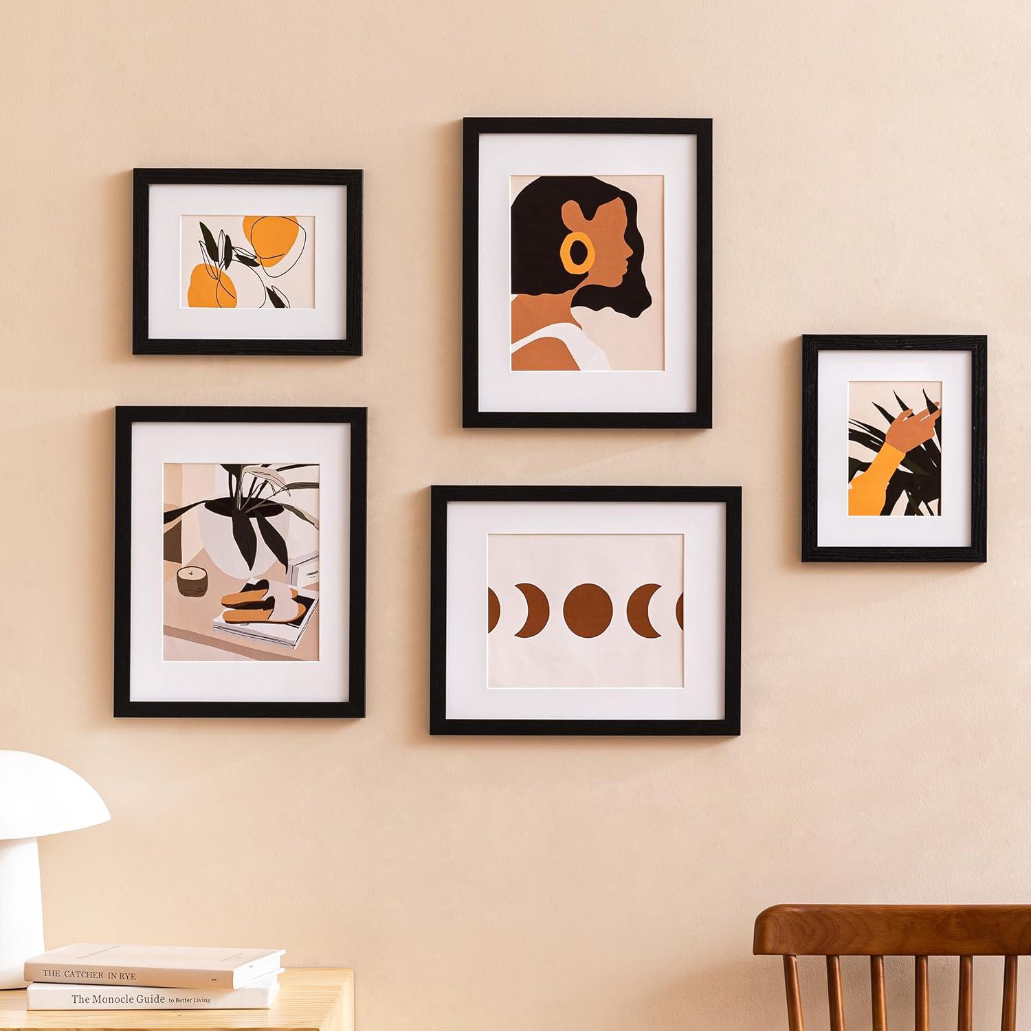 eletecpro 8x10 Picture Frames Set of 10, Picture Frame Collage Wall Decor Display 5x7 Photo With Mat or 8x10 without Mat, Home Decor Gallery Frame for Table Top or Wall Mounting, Black