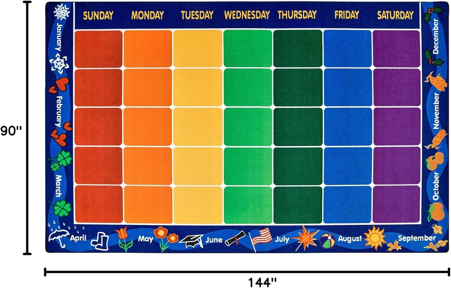 Carpets for Kids Premium Collection Classroom Seating Calendar Geometric Tufted Area Rug