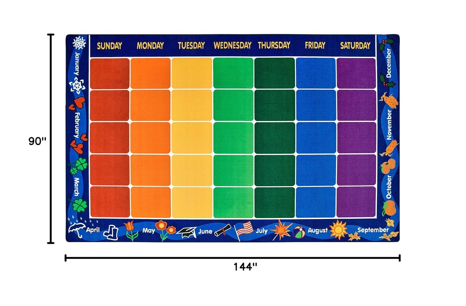 Carpets for Kids Premium Collection Classroom Seating Calendar Geometric Tufted Area Rug