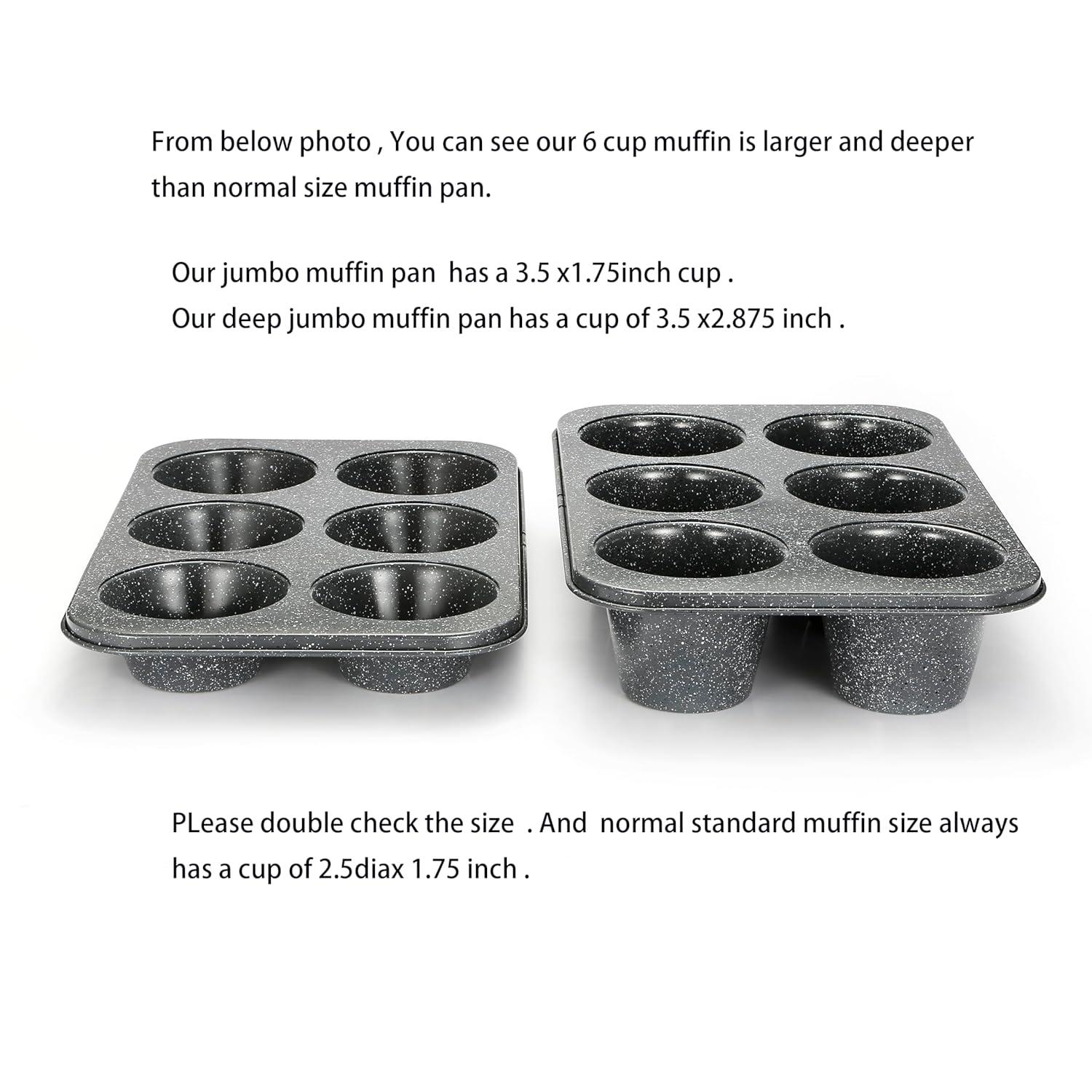 Gray Granite Non-Stick Jumbo 6-Cup Muffin Pan