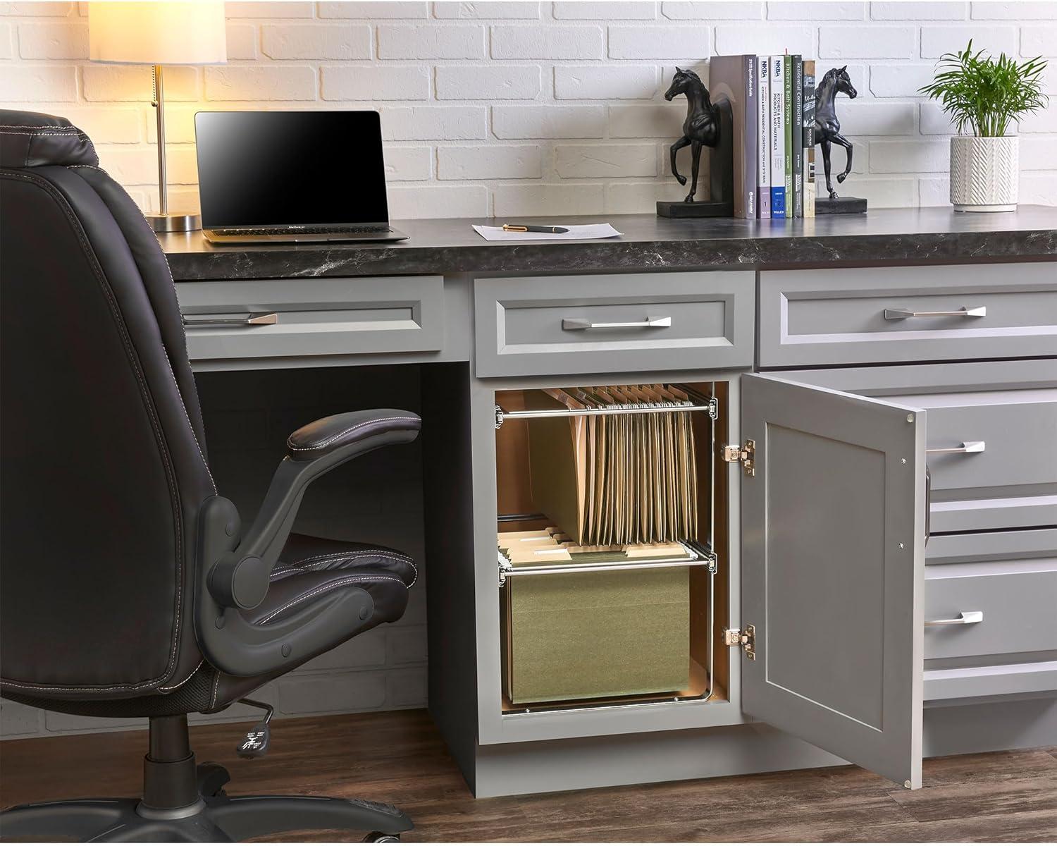 Sleek Chrome 2-Tier Letter & Legal File Drawer Organizer for Base Cabinets