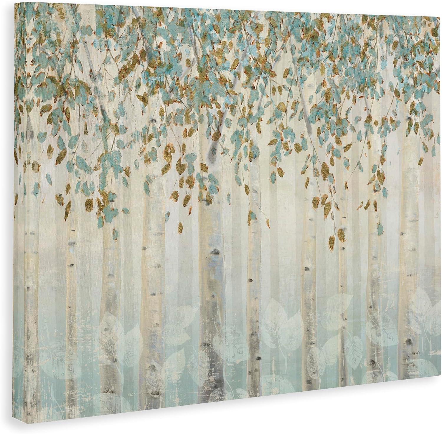 Stupell Industries Abstract Forest Leaves Trees Blue Tan Soft Painting Canvas Wall Art Design by James Wiens, 36" x 48"