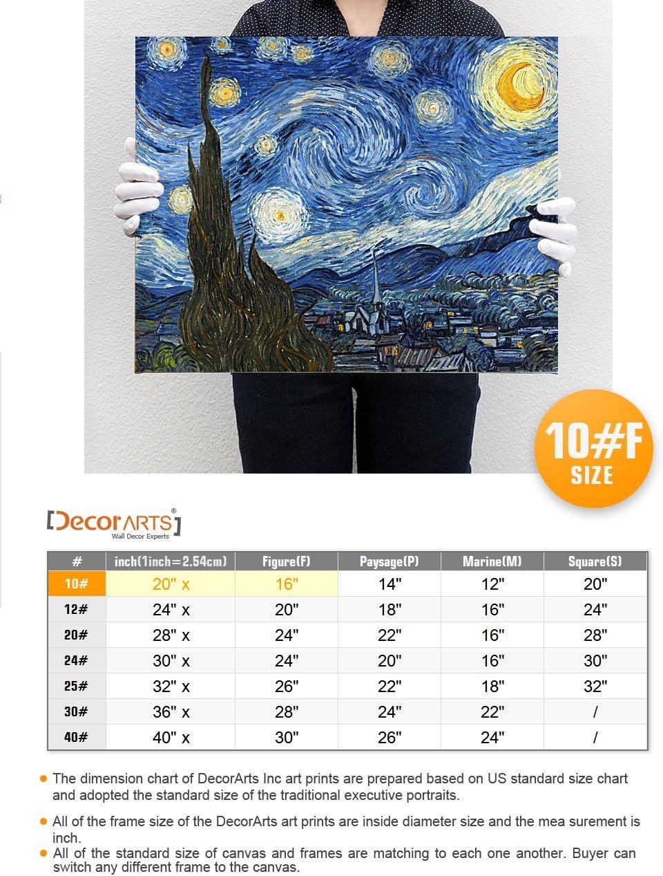 DECORARTS - Starry Night, Vincent Van Gogh Art Reproduction. Giclee Canvas Prints Wall Art for Home Decor. 20x16"