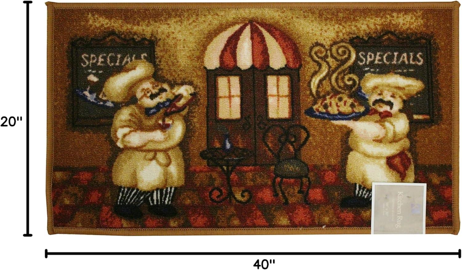 Kashi Home Kitchen Rug, Printed Area Rug, Durable Floor, Door Mat, Farmhouse Non-Slip Carpet Latex Backing Beautiful Design, Chef 20x40 Rectangle