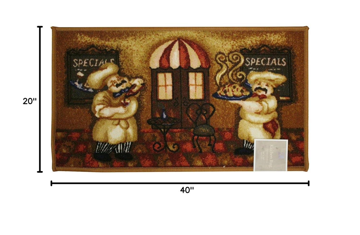 Kashi Home Kitchen Rug, Printed Area Rug, Durable Floor, Door Mat, Farmhouse Non-Slip Carpet Latex Backing Beautiful Design, Chef 20x40 Rectangle