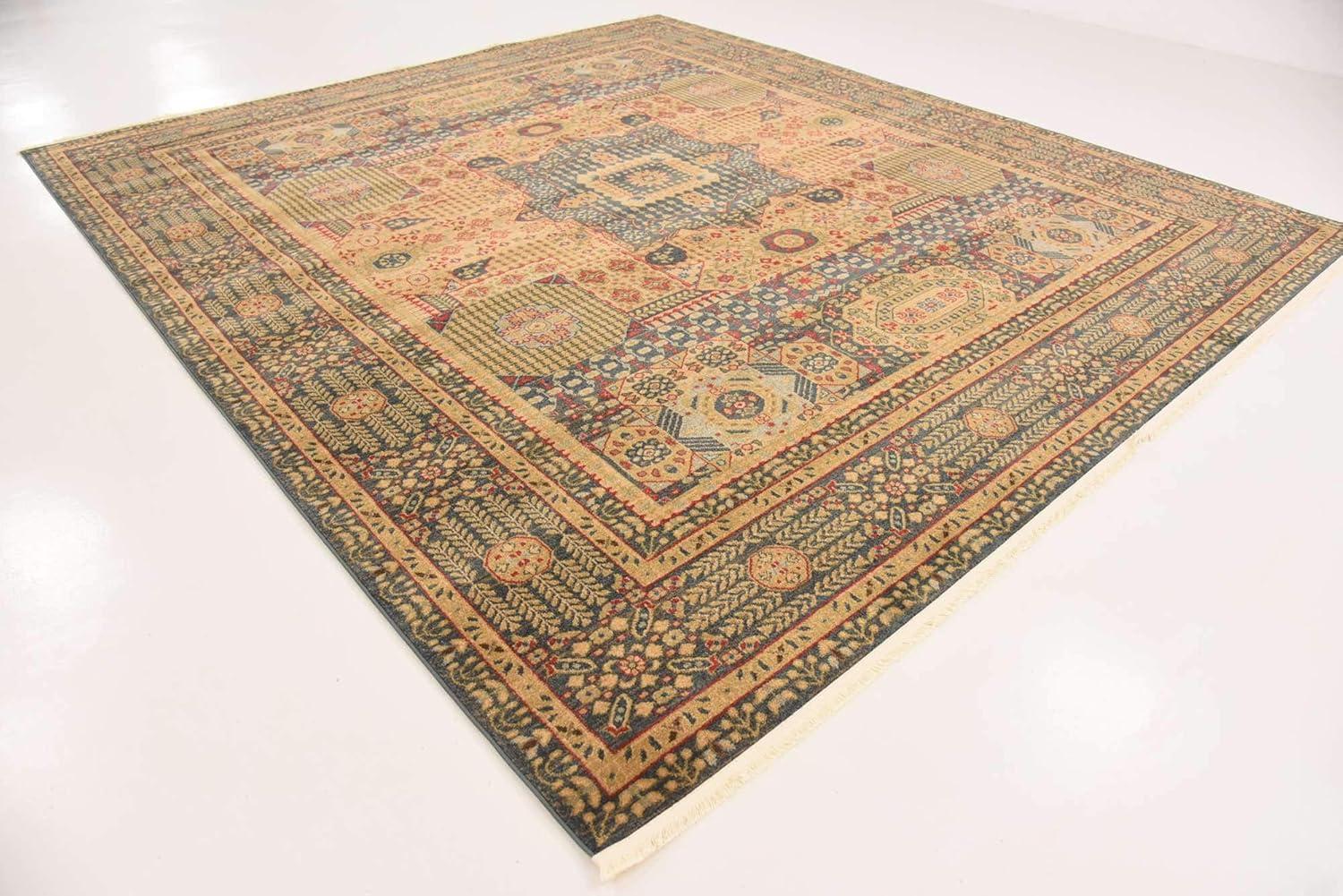 Unique Loom Palace Collection Area Rug (10'Square, Brown/ Light Blue)
