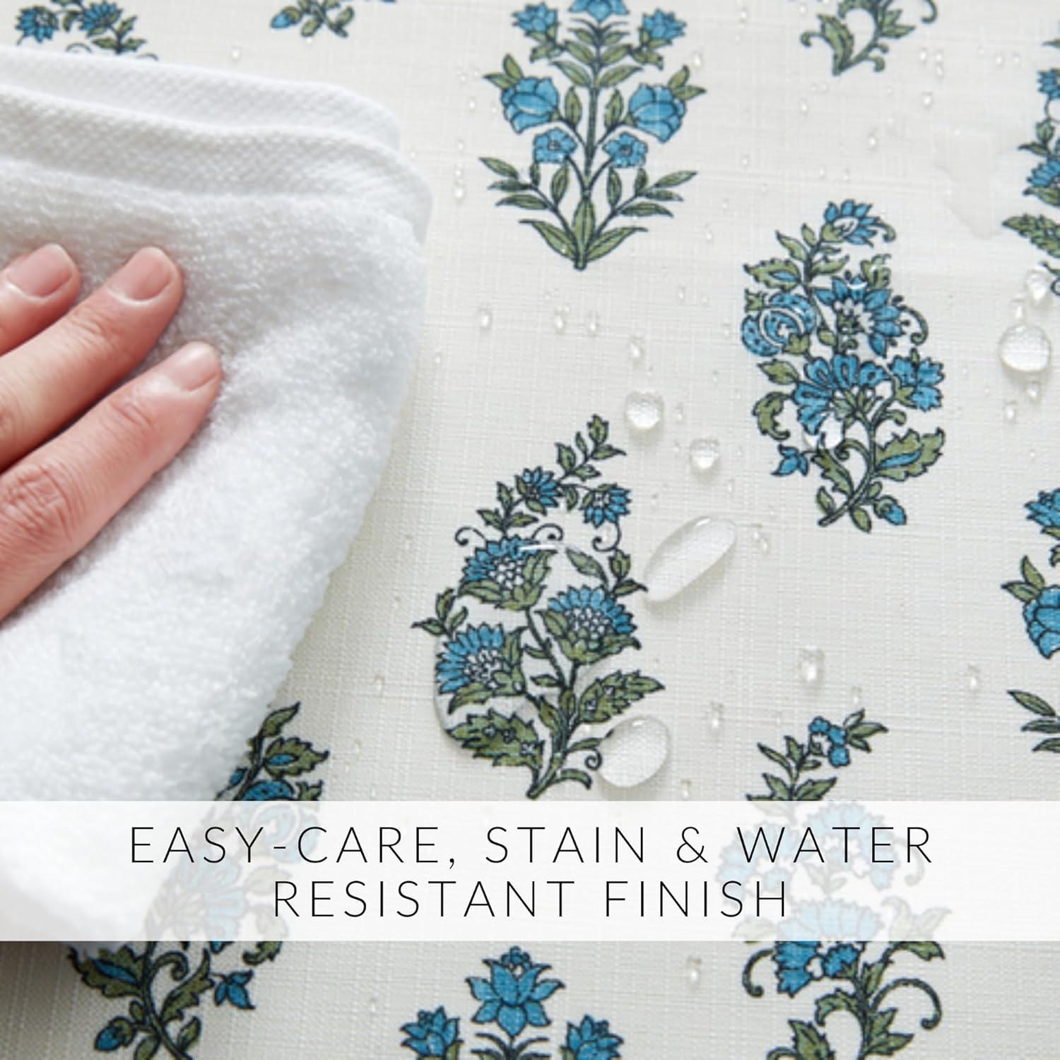Tropez Block Print Stain & Water Resistant Indoor/Outdoor Tablecloth - Multicolor - 60x84 - Elrene Home Fashions