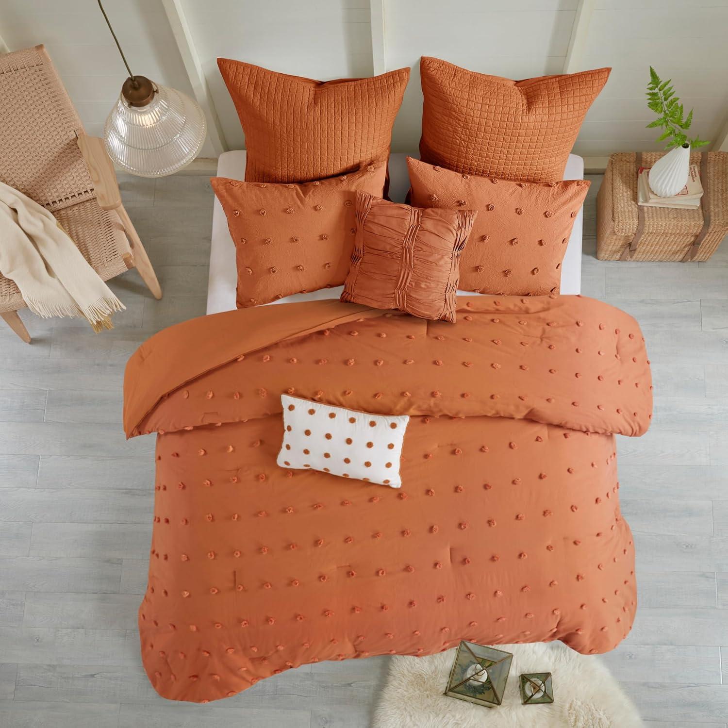 Intelligent Design Brooklyn Cotton Jacquard Duvet Cover Set with Euro Shams and Throw Pillows