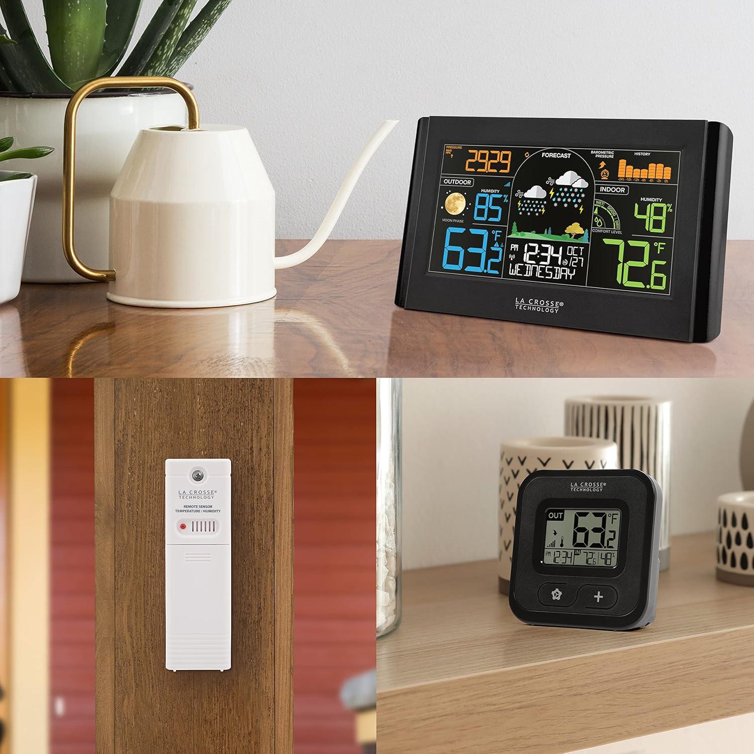 Black Wireless Color Weather Station with Humidity Sensor