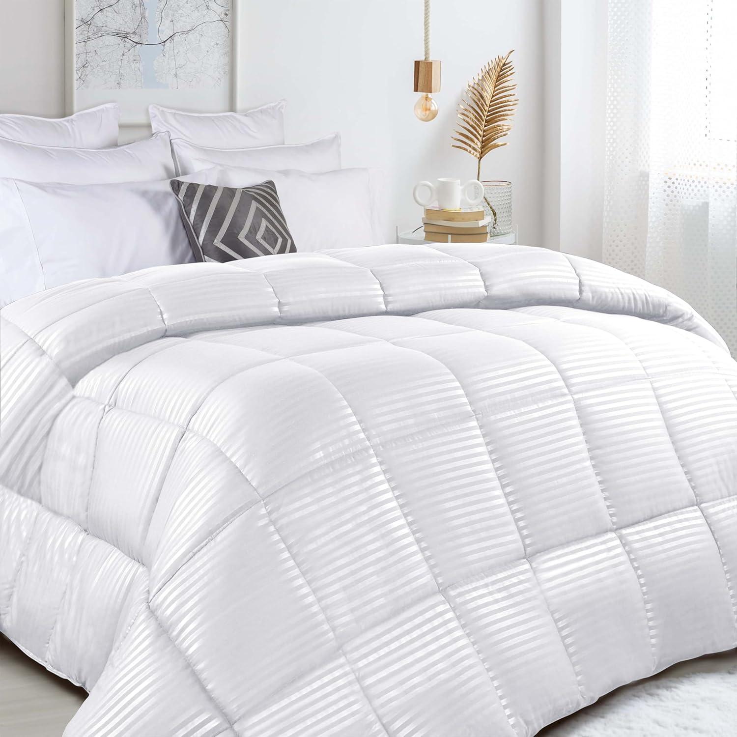 Superior Striped Reversible Down Alternative Comforter, Twin/ Twin XL, White