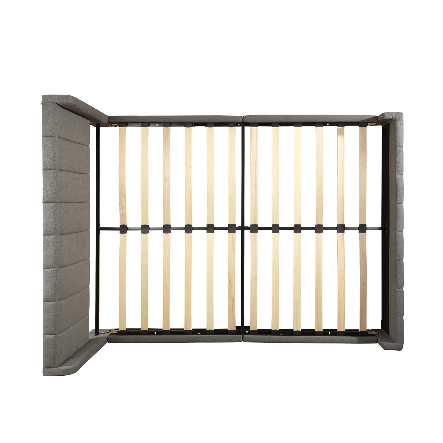 GDF Studio Wallach Contemporary Fabric Channel Stitch Queen Bed, Charcoal Gray and Black
