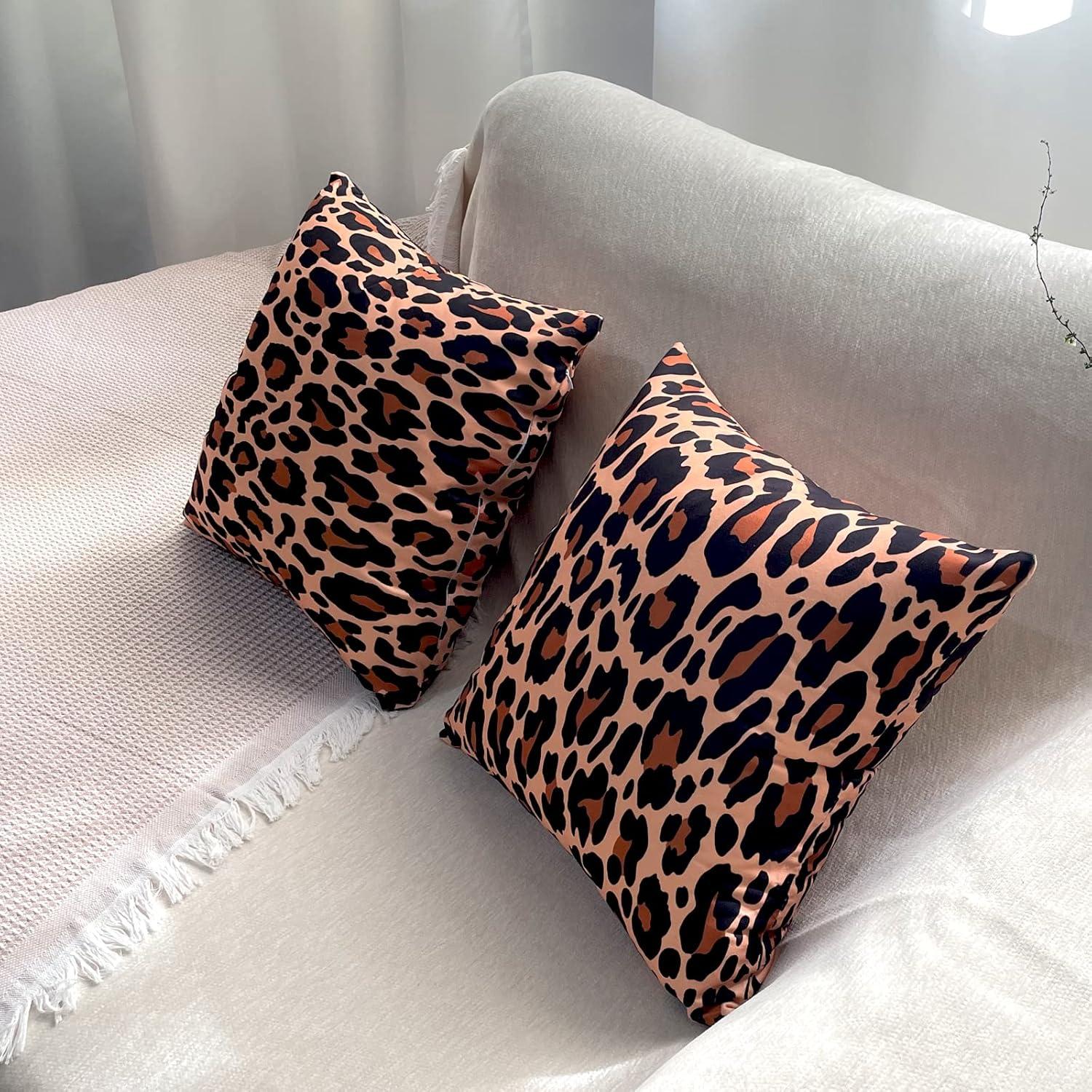 LALILO Throw Pillow Covers Trendy Leopard Wild Animal Cheetah Skin Cushion Cover 18" x 18", 2 Pack