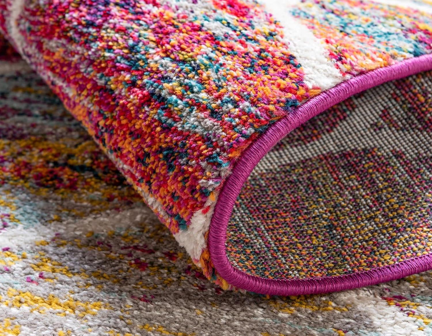 Unique Loom 3' 0 x 3' 0 Trellis Frieze Rounded Multi Area Rug