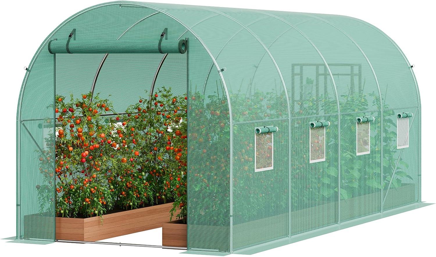 VEVOR Walk-in Tunnel Greenhouse Galvanized Frame PE Cover
