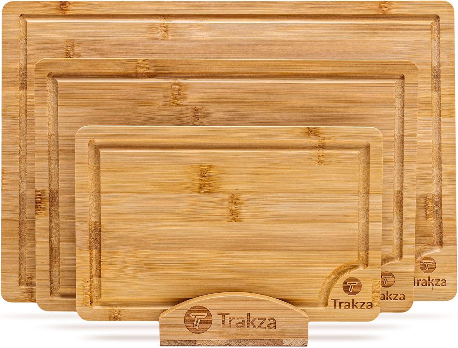 Premium Bamboo Cutting Board Set with Juice Grooves