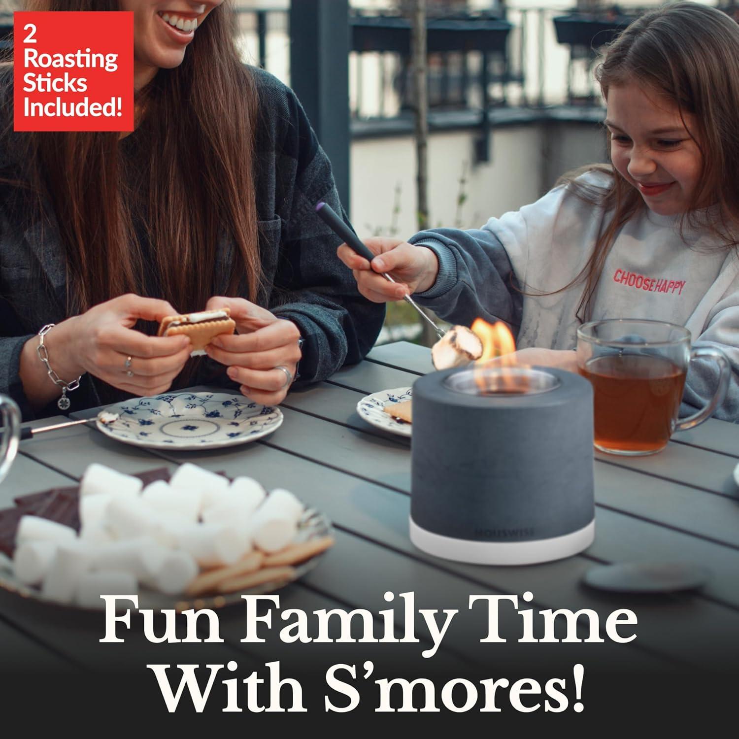 Houswise gel fuel Concrete Fire Pit Table with The Ultimate S'mores Kit