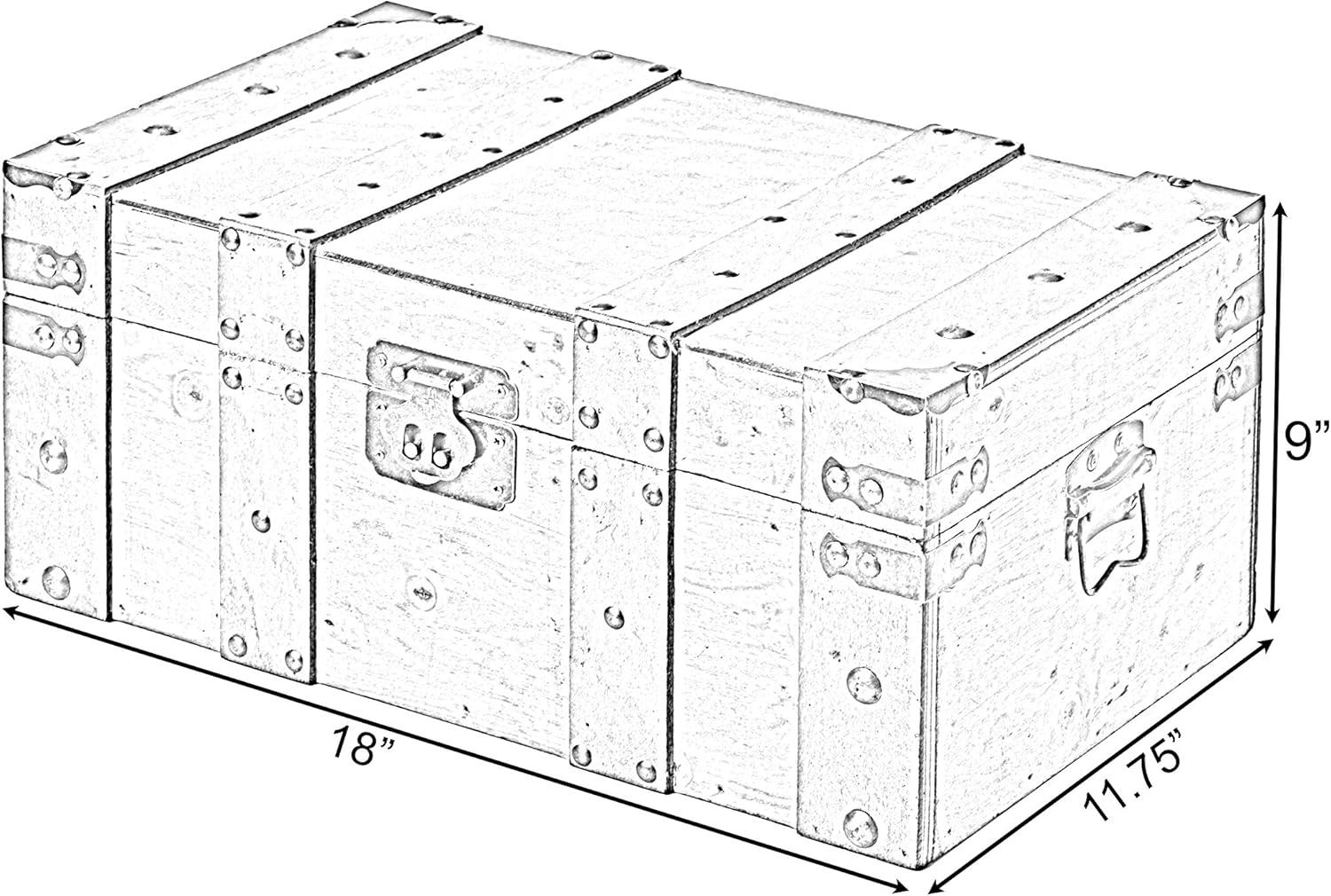 Vintiquewise Natural Wooden Style Trunk with Handles , Large