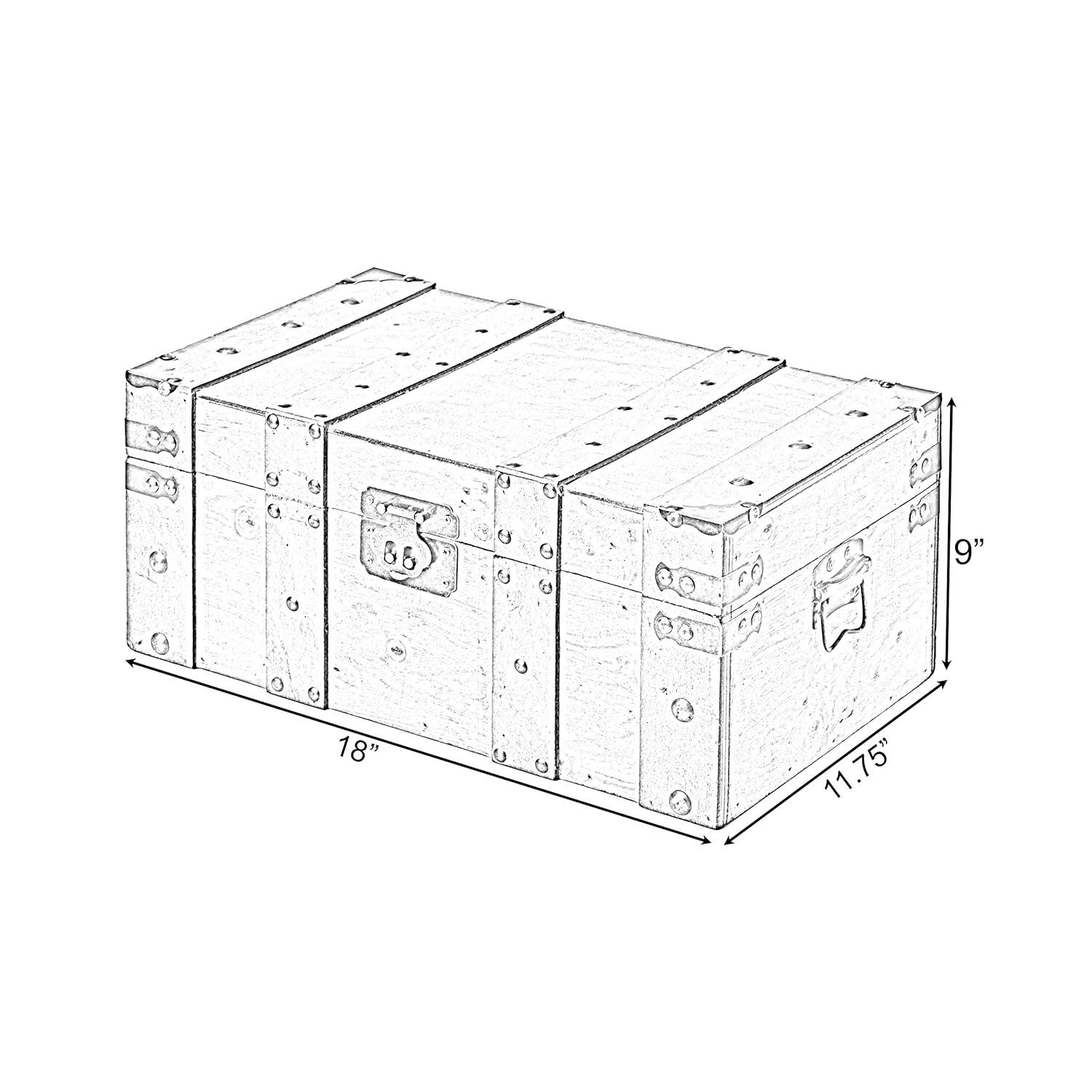 Vintiquewise Natural Wooden Style Trunk with Handles , Large