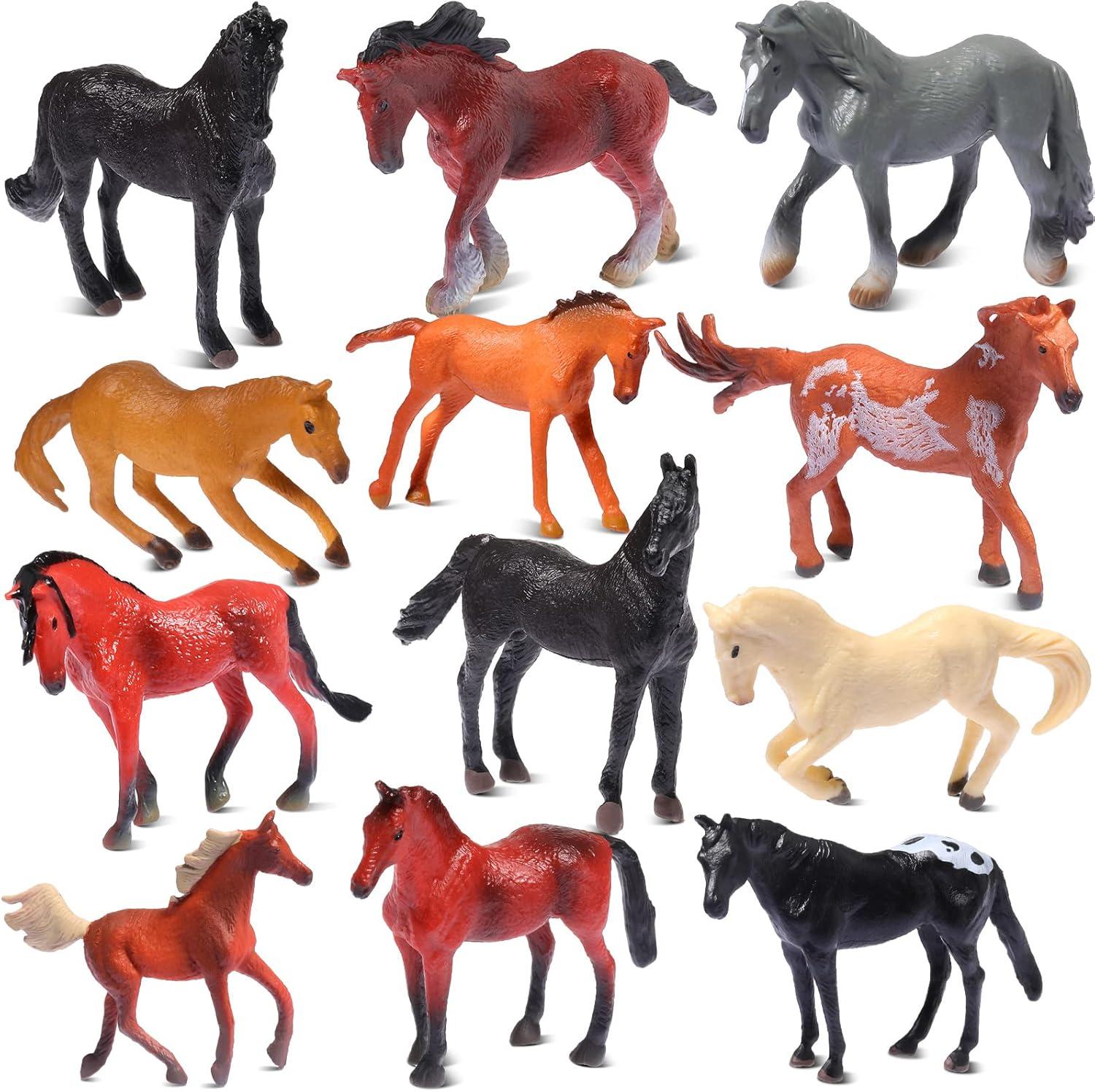 12 Pcs Simulation Horse Decor Toy Horses Zoo Animals Figurines Realistic Child Toddler
