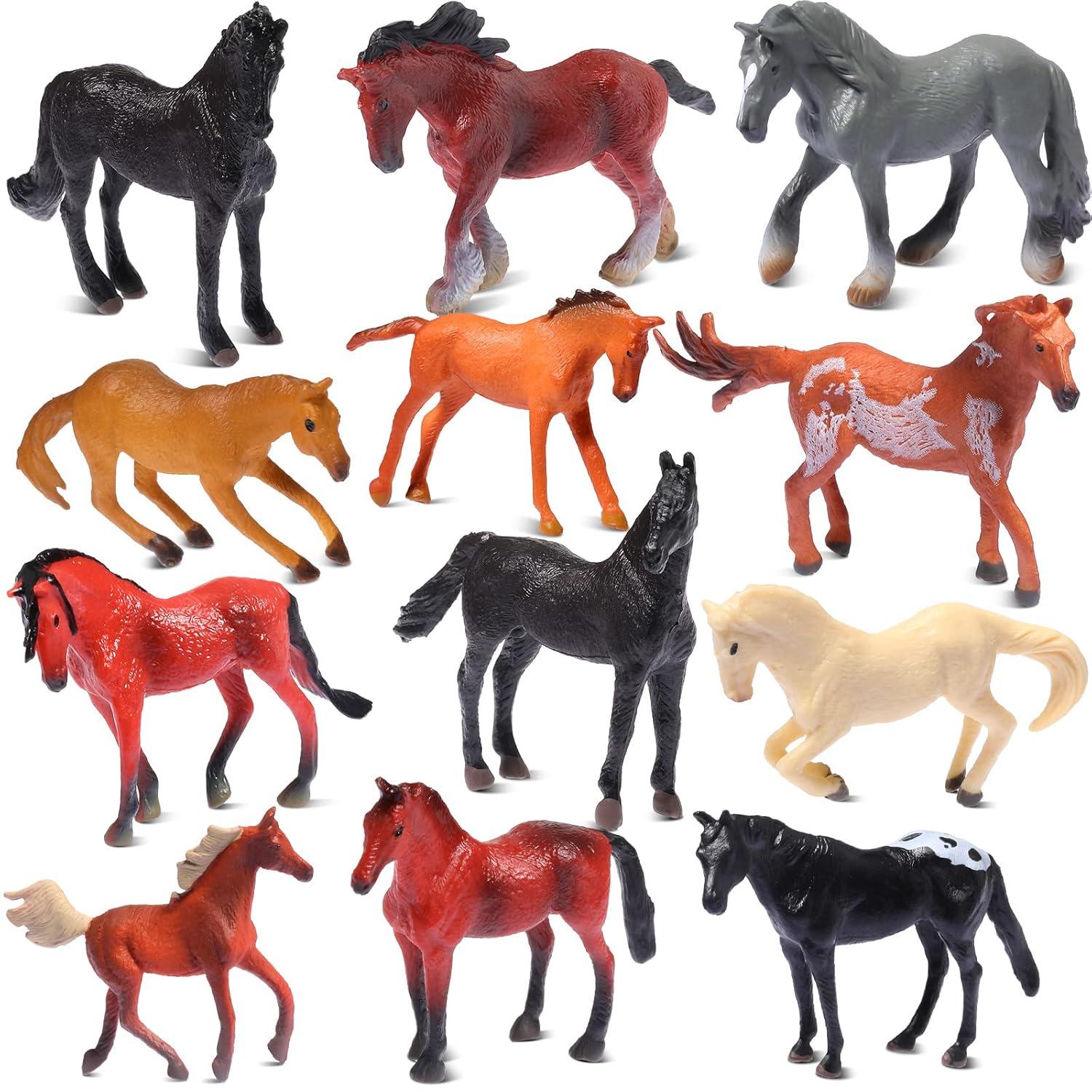 12 Pcs Simulation Horse Decor Toy Horses Zoo Animals Figurines Realistic Child Toddler