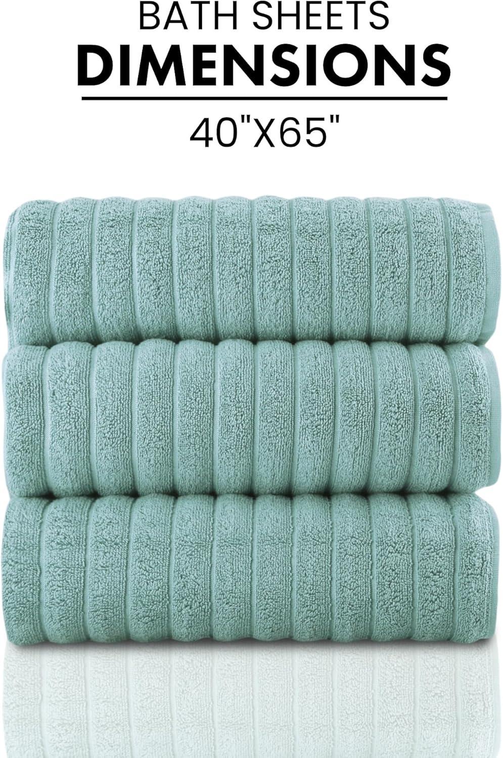 Cotton Ribbed Bath Sheet Towel Set of 3 - 40X67