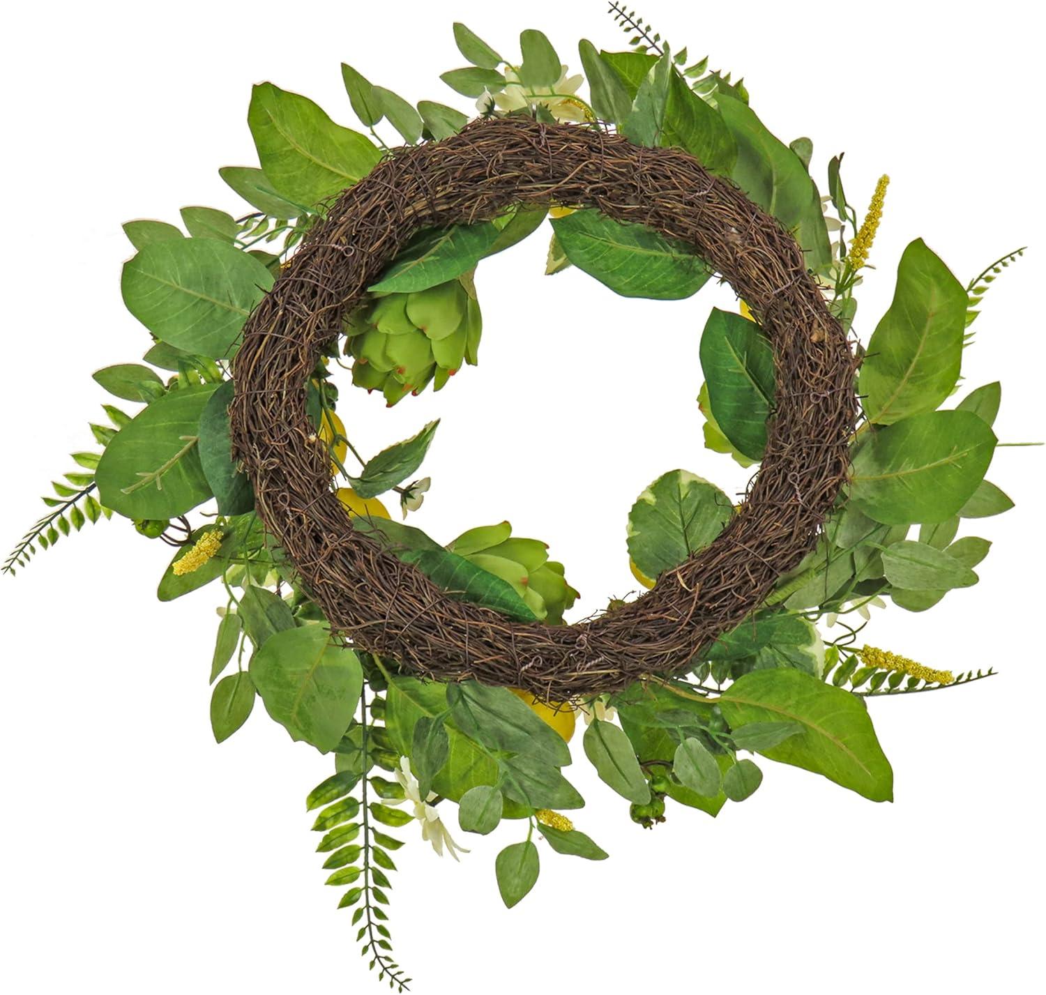 22" Artificial Lemons, Artichokes and Daisy Spring Wreath - National Tree Company