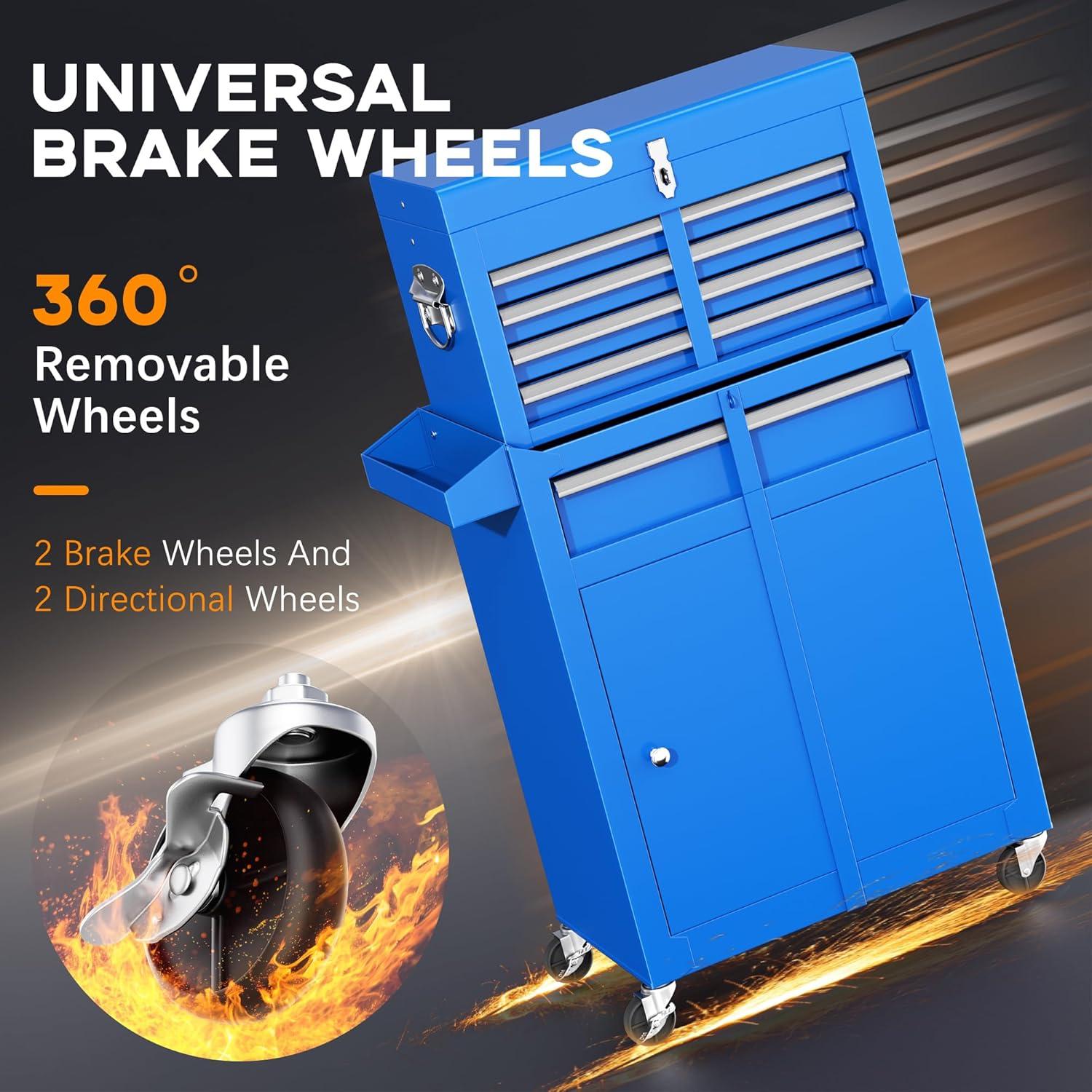 Sesslife 5-Drawer Rolling Tool Chest on Wheels, High Capacity Tool Cabinet with Drawers, Detachable Mobile Tool Box for Workshop, Garage, Mechanics and Repair Room(Black)