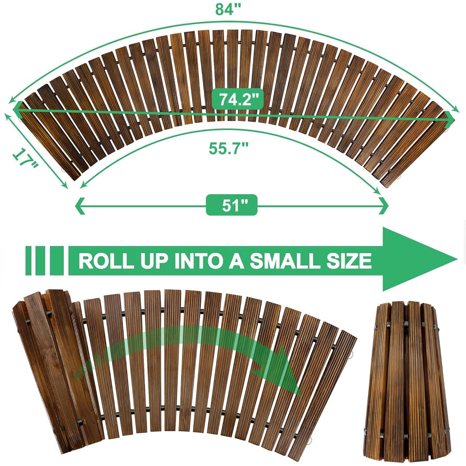 RELIANCER 6' Wooden Garden Pathway,Outdoor Roll Out Cedar Curved Walkway,Patio Path Decorative Garden Boardwalk Walkways,Weather-Resistant Roll Up Beach Wood Road Floor,Wedding Party Pathways