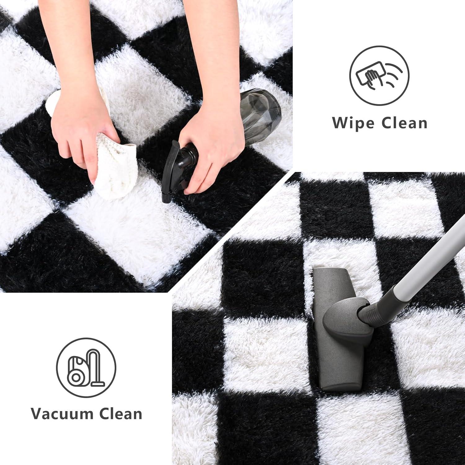 Corrigan Studio® Haylee Super Lightweight Plastic Straw Rug Checkered Black/White Outdoor Area Rug