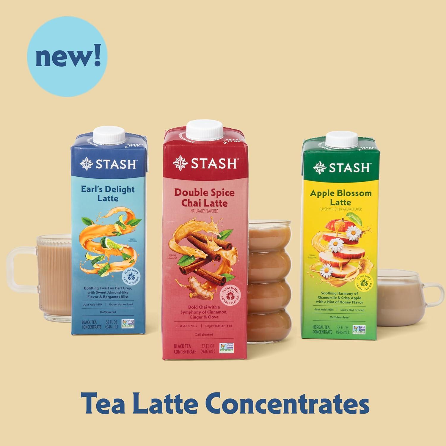 STASH Earl's Delight Earl Grey Tea Latte Concentrate - Barista Style Caffeinated Black Tea Beverage - Crafted in Oregon - Plant Based and Dairy-Free, Serve Hot or Iced, 32 fl oz (Pack of 6)