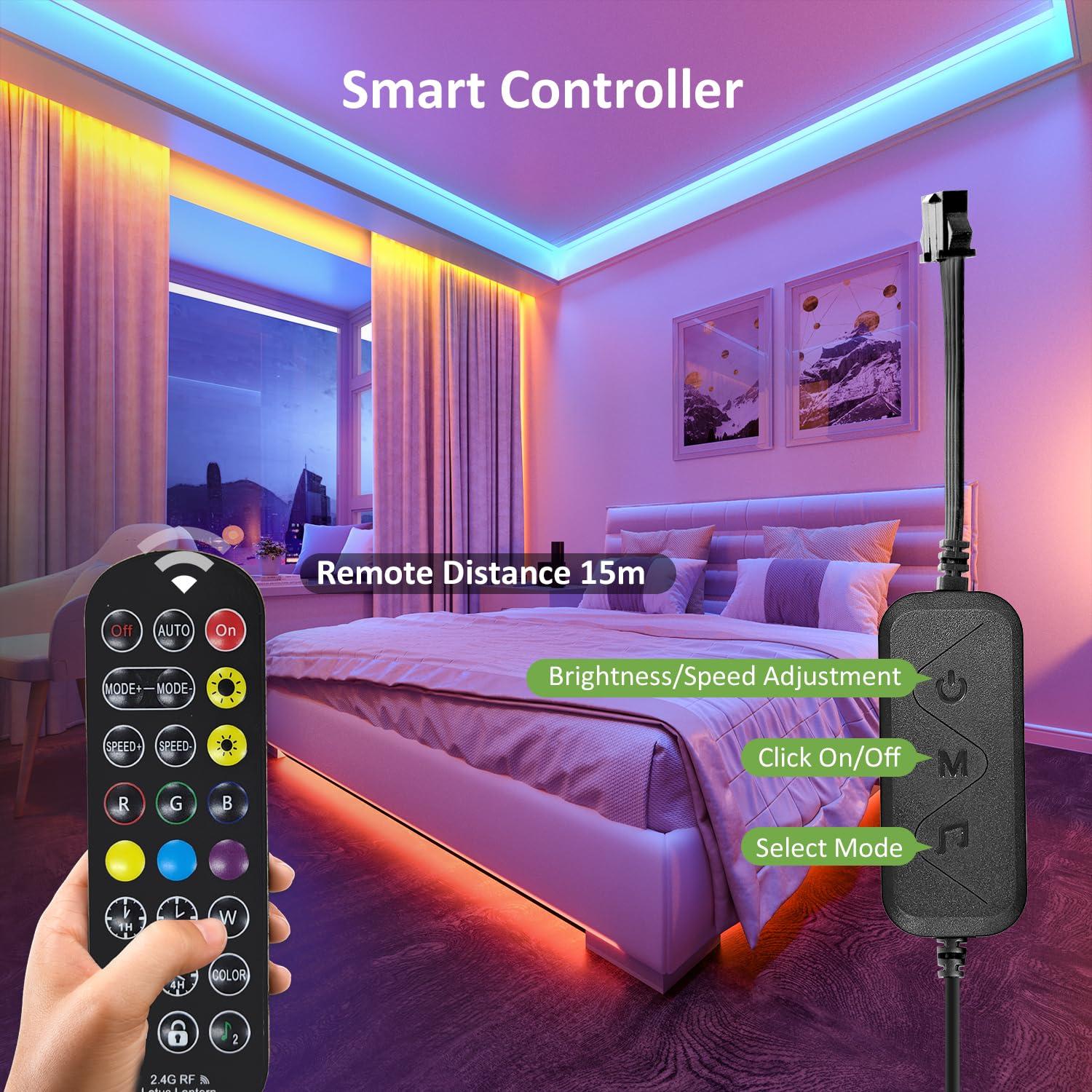 Novostella 20ft RGB LED Strip Lights Kit - APP Remote Controlled Color Changing, Music Sync, for Home Lighting Kitchen Bar Bedroom, Gaming Room