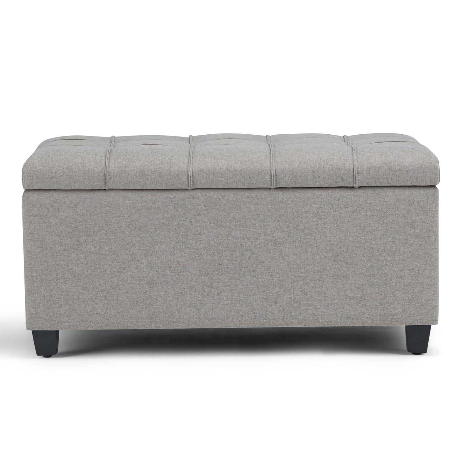 Simpli Home Sienna 33"W Upholstered Storage Ottoman Bench with Lift-Up Tufted Top