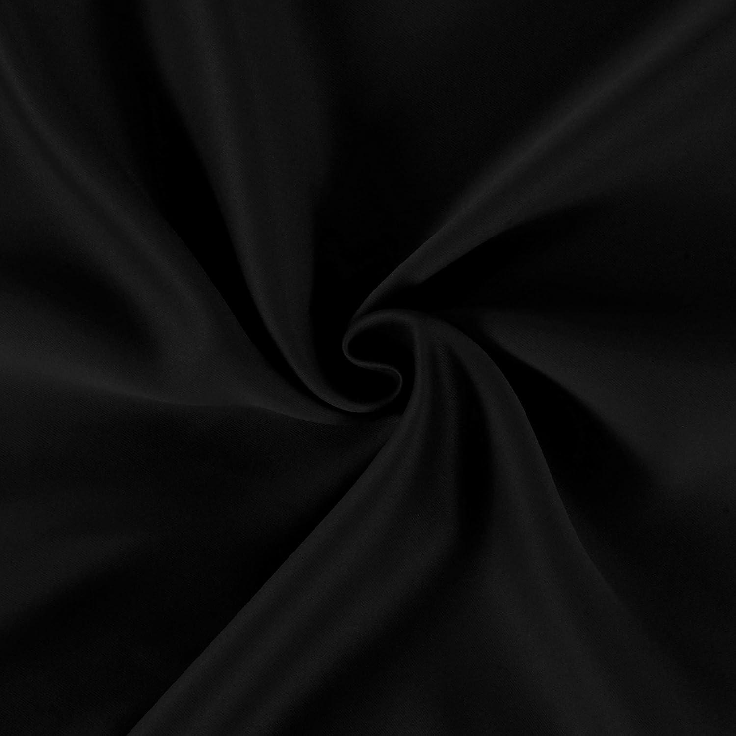 Coodeto Short Blackout Curtains Black, Set of 2, W52 x L63 - Blackout Curtains for Kitchen and Kids Bedroom