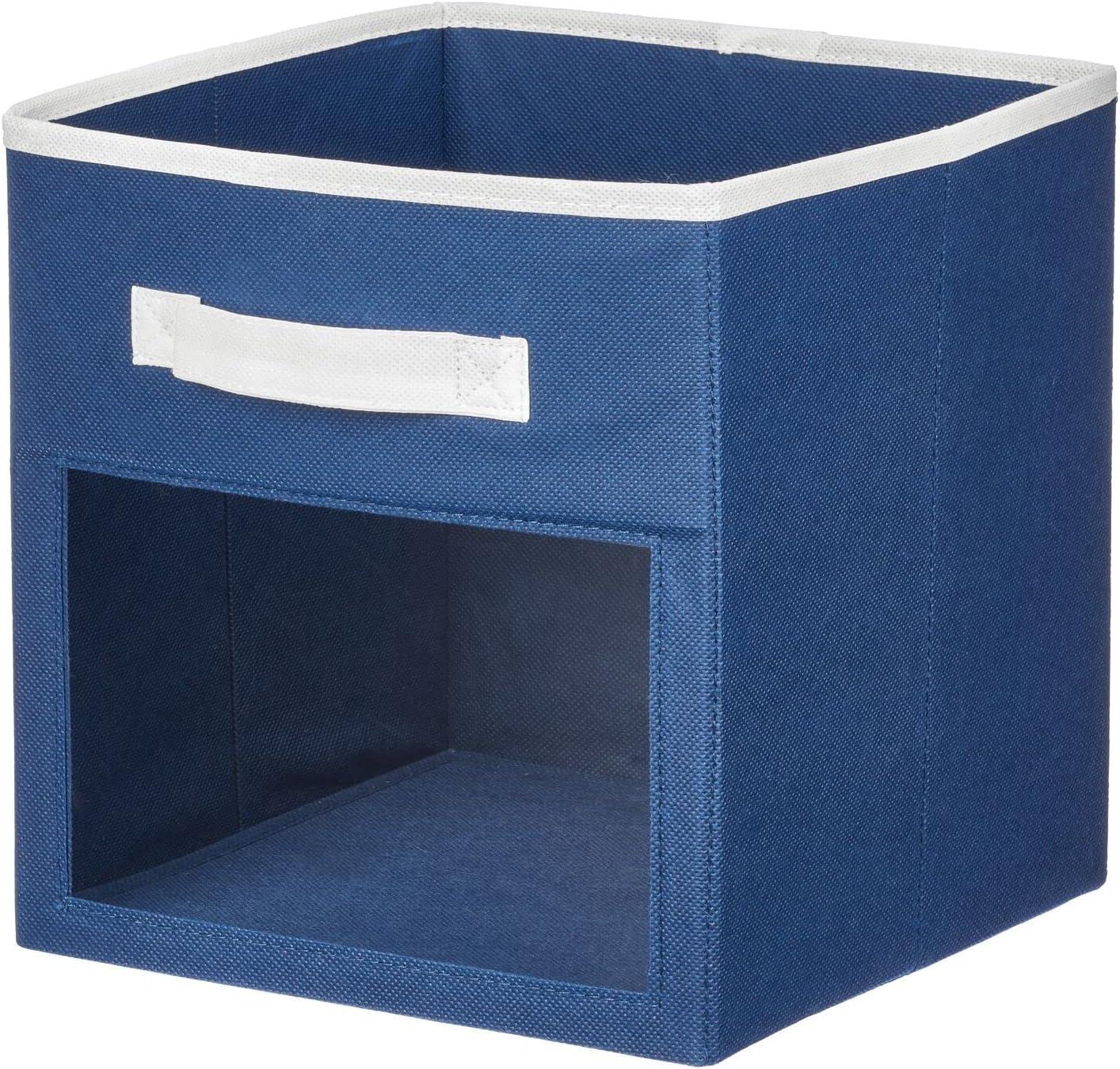 mDesign Fabric Nursery Storage Cube with Front Window, 4 Pack - Navy Blue/White