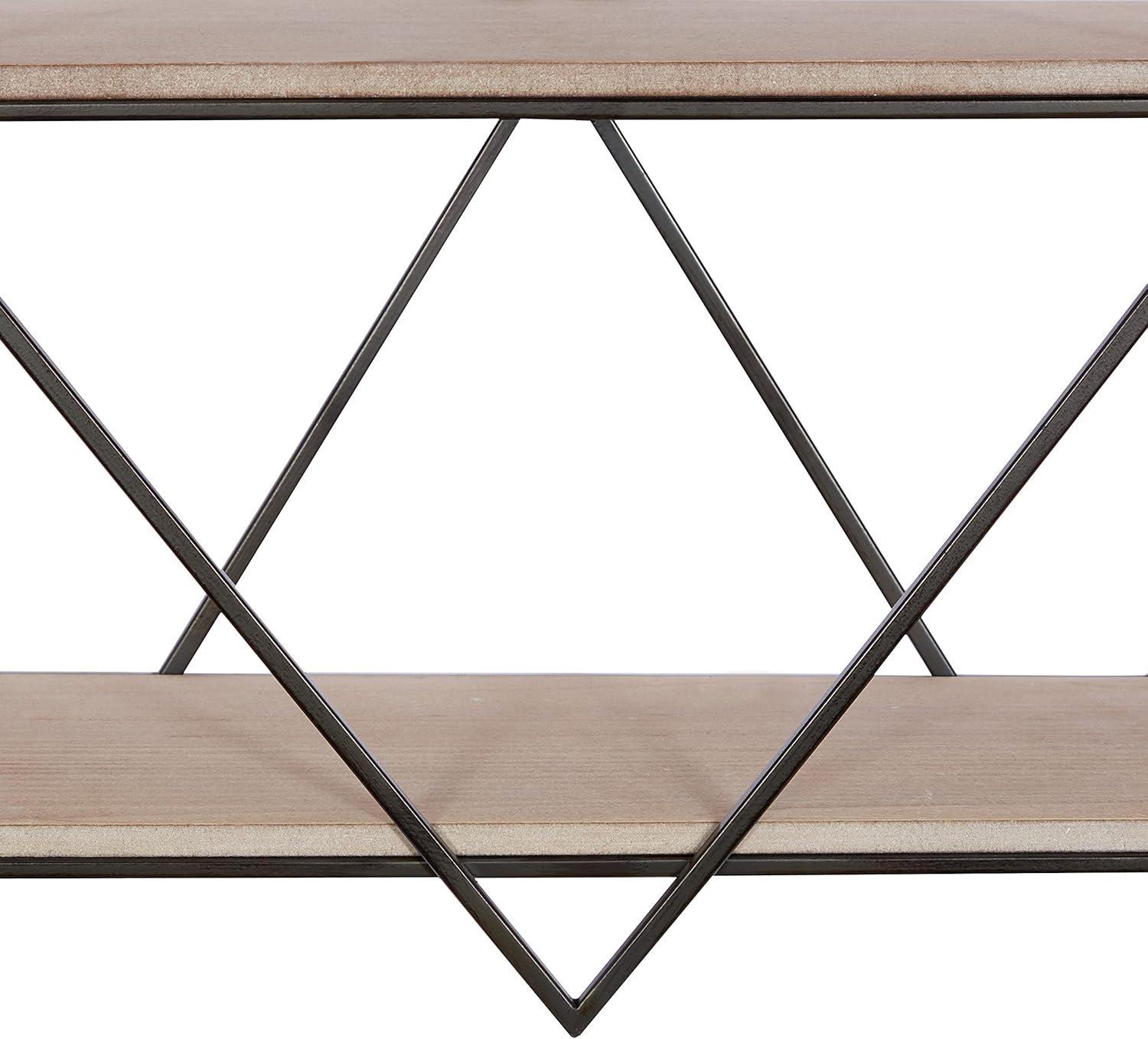 DecMode Brown Wood Contemporary Wall Shelf