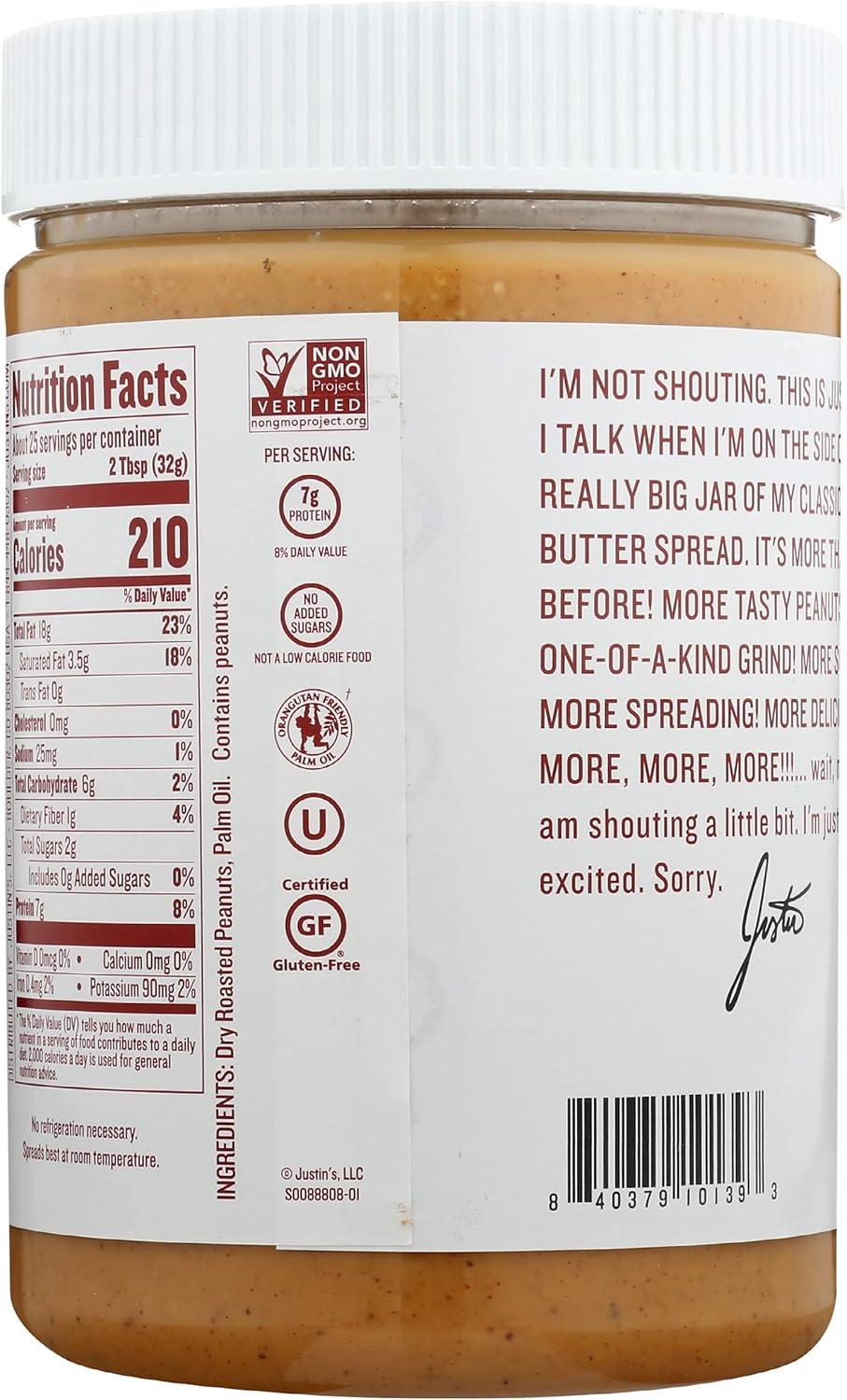 Justin's Classic Peanut Butter Spread, 28 oz Jar