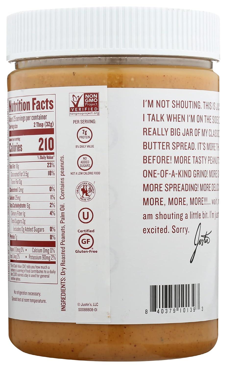 Justin's Classic Peanut Butter Spread, 28 oz Jar