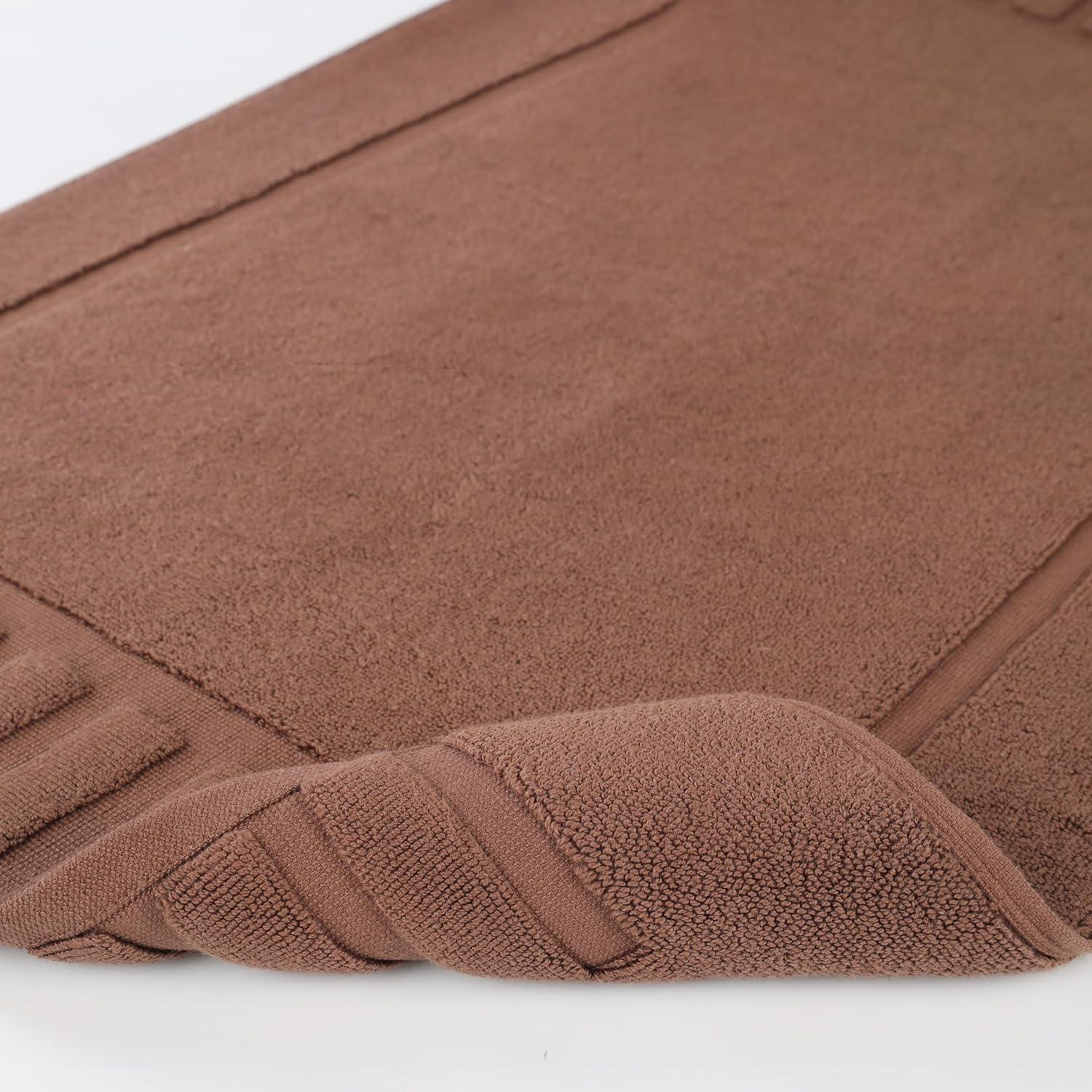 Superior Leo Cotton Geometric Border Bath Mat, 22" x 35", Set of 2, Brown