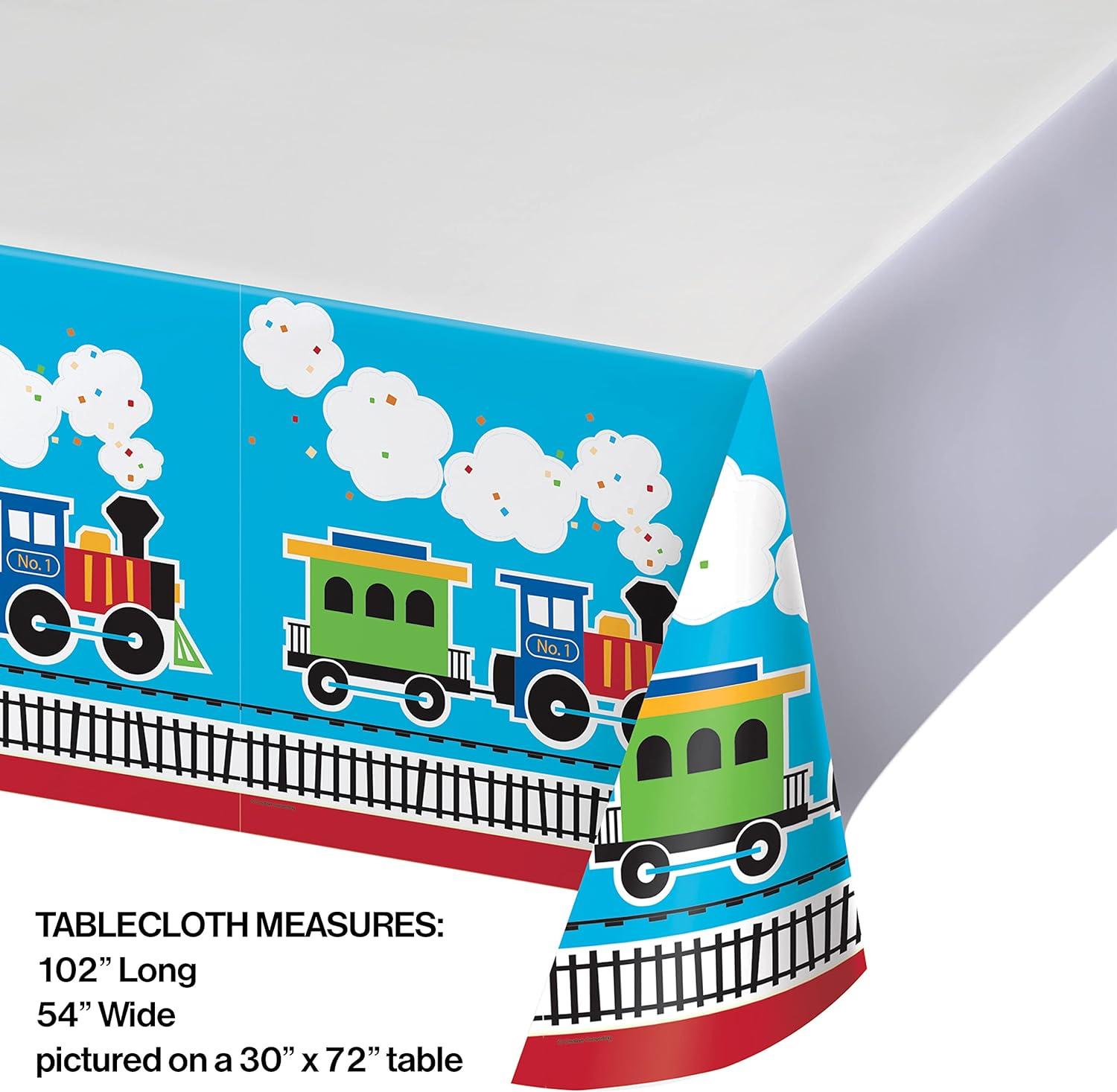 All Aboard Train 54" x 102" Plastic Tablecloth