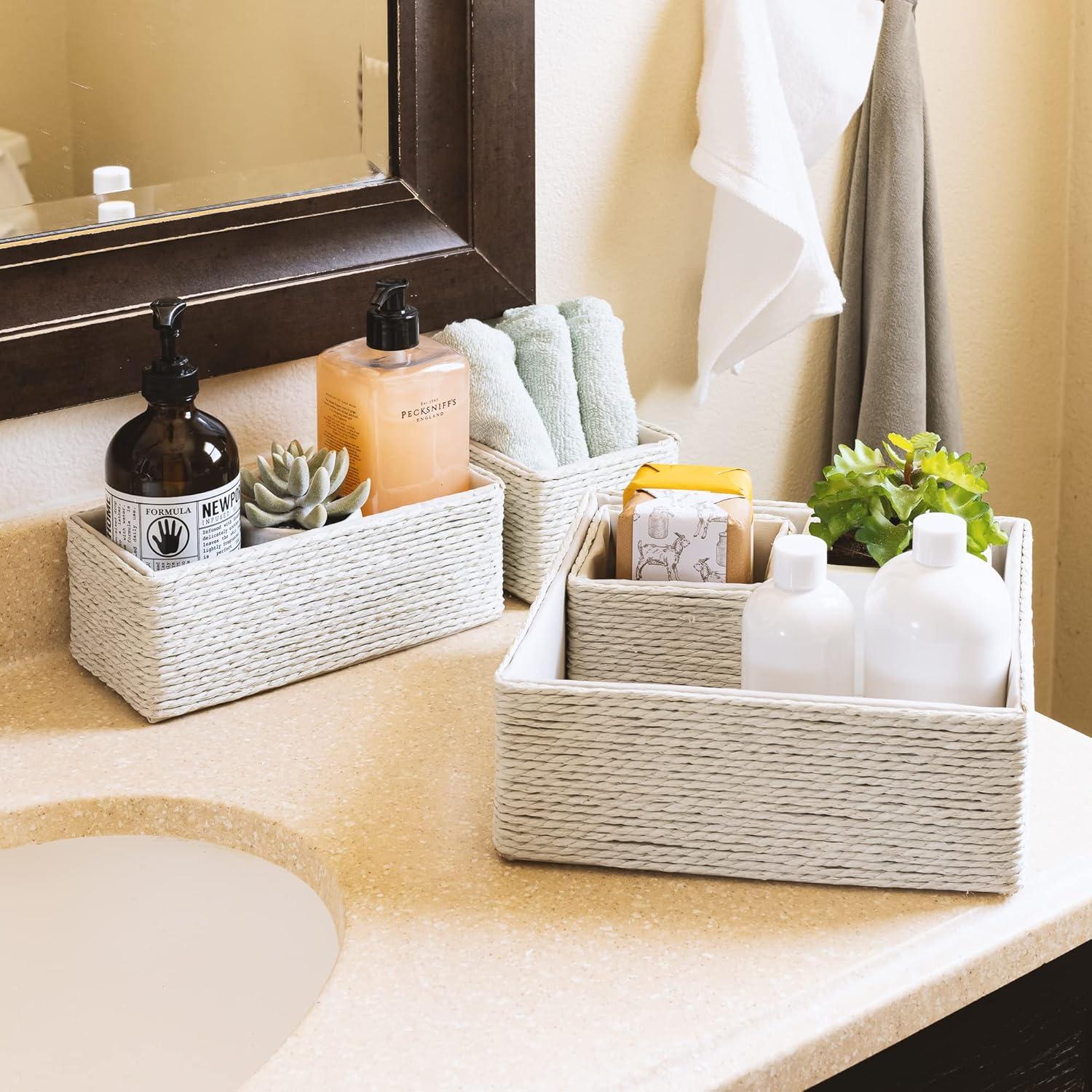 Sorbus Stackable Storage Woven Paper Rope Baskets Set of 4