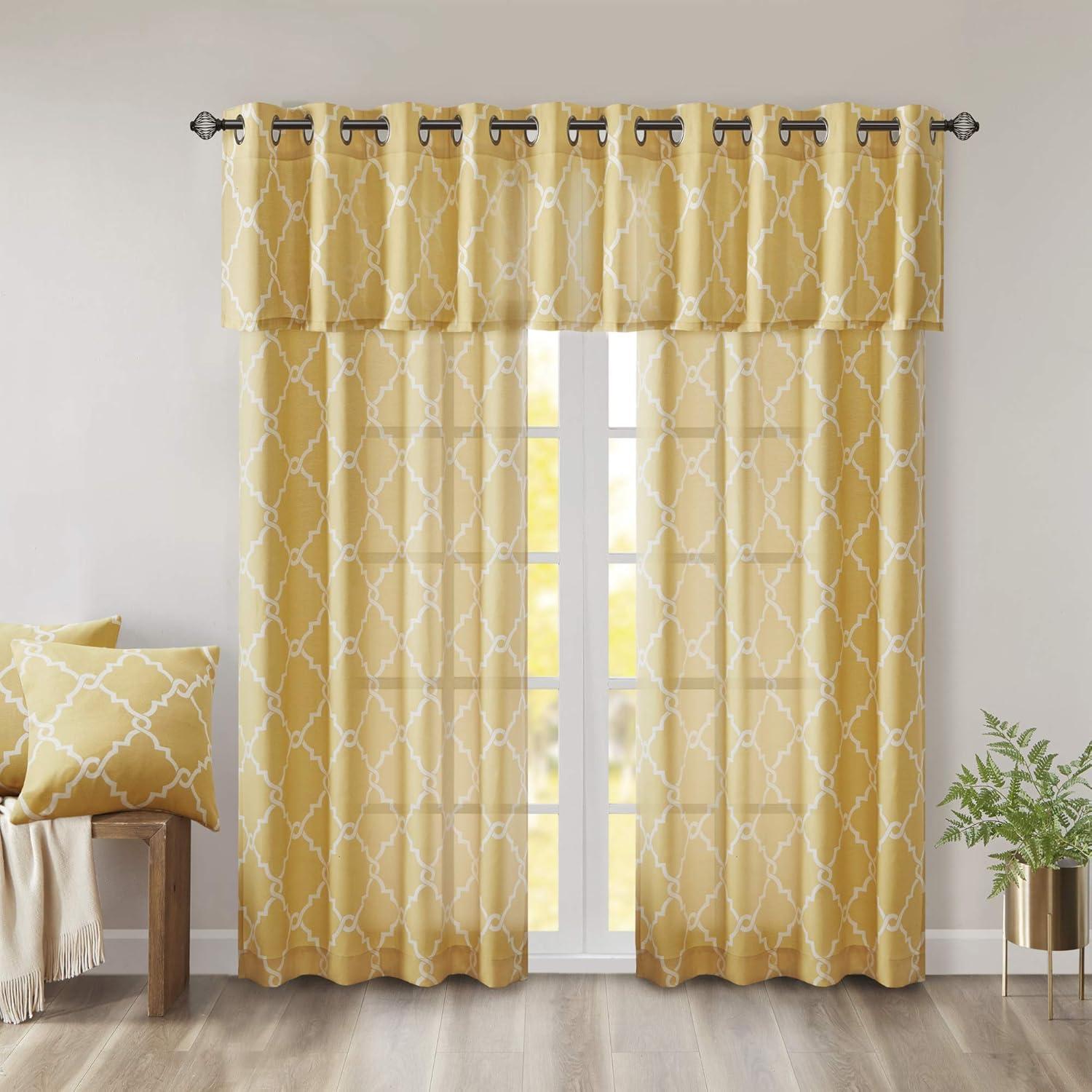 Fretwork Print Grommet Top Window Curtain Panel